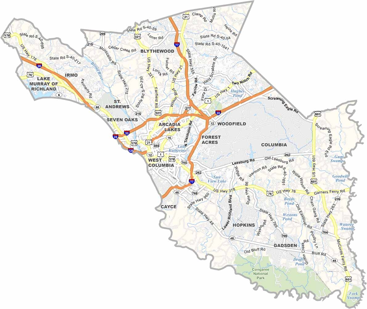 Richland County Map South Carolina US County Maps