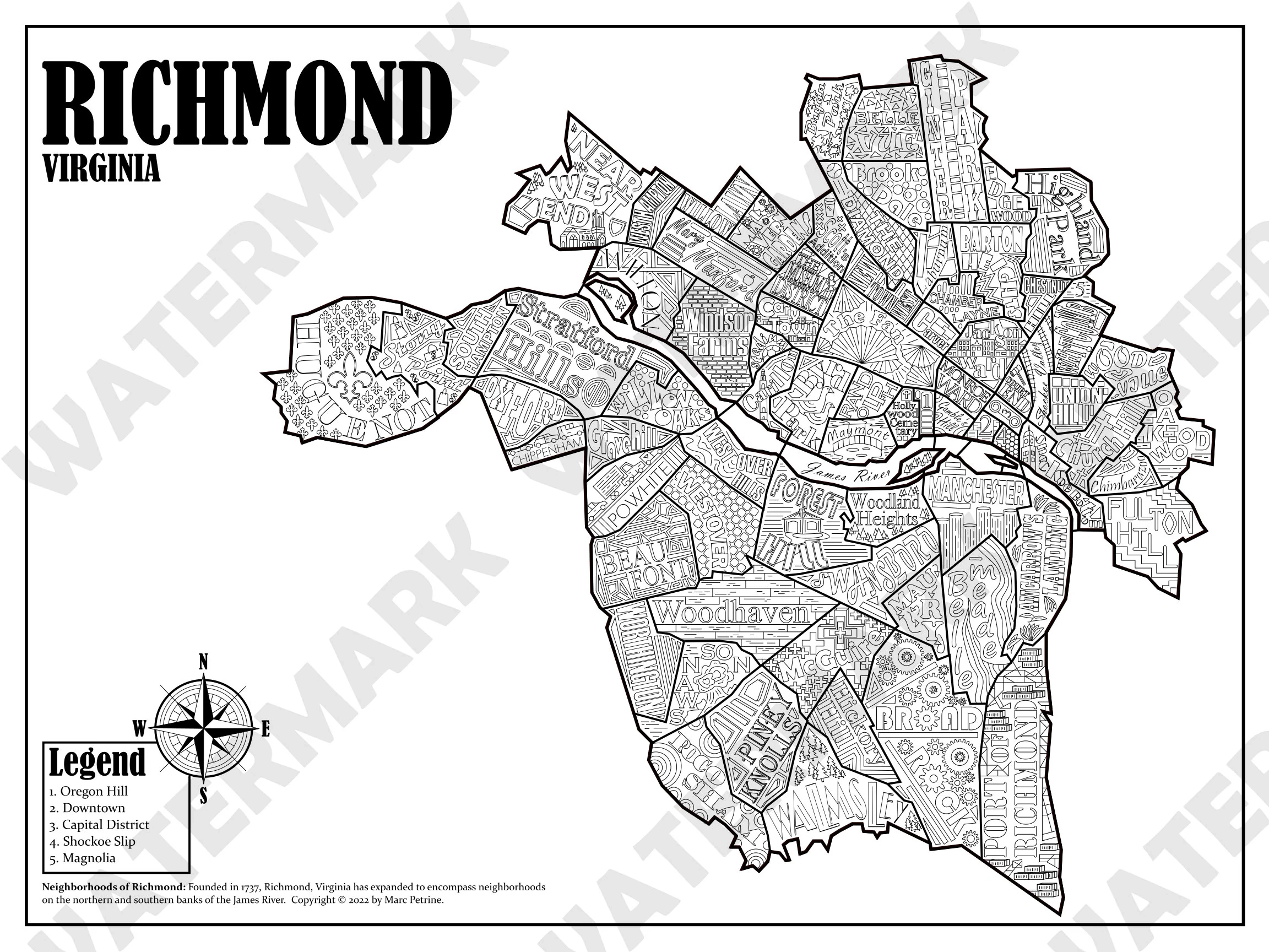 Richmond Virginia Neighborhoods Map Etsy Israel Richmond Virginia Neighborhoods Map Etsy Israel