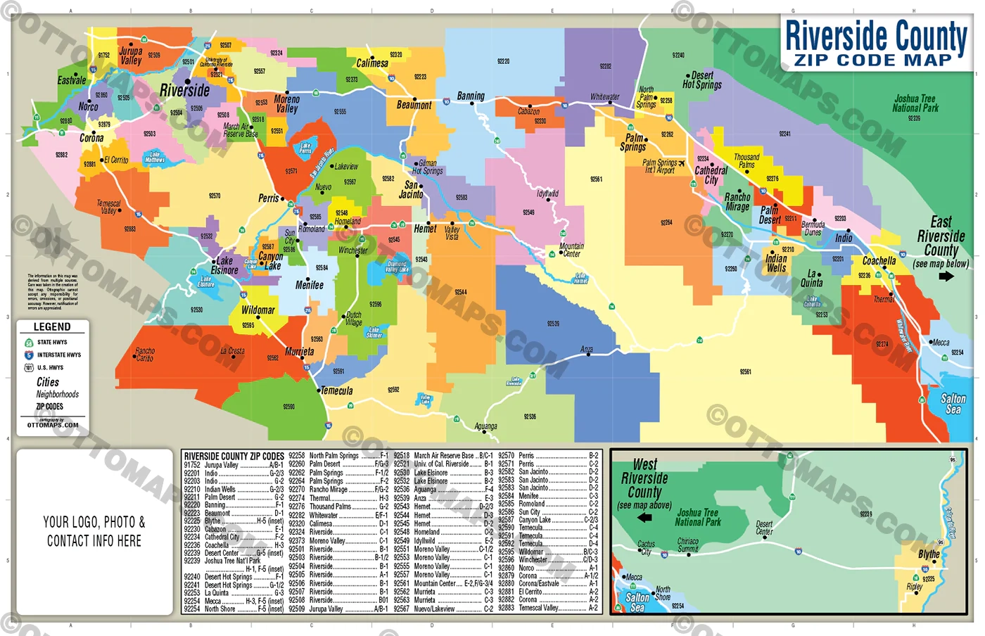 Riverside County Zip Code Map FILES PDF And AI Files Editable Ve Otto Maps