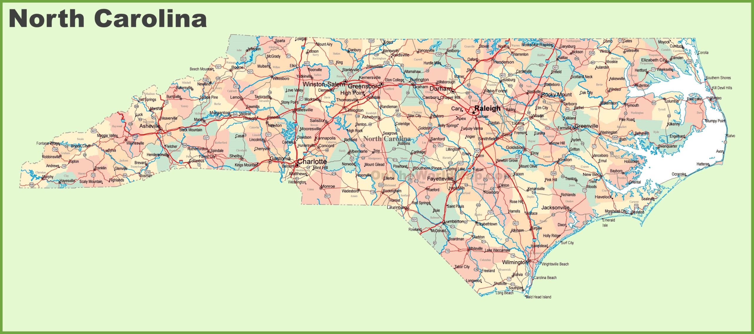 north carolina cities and counties map