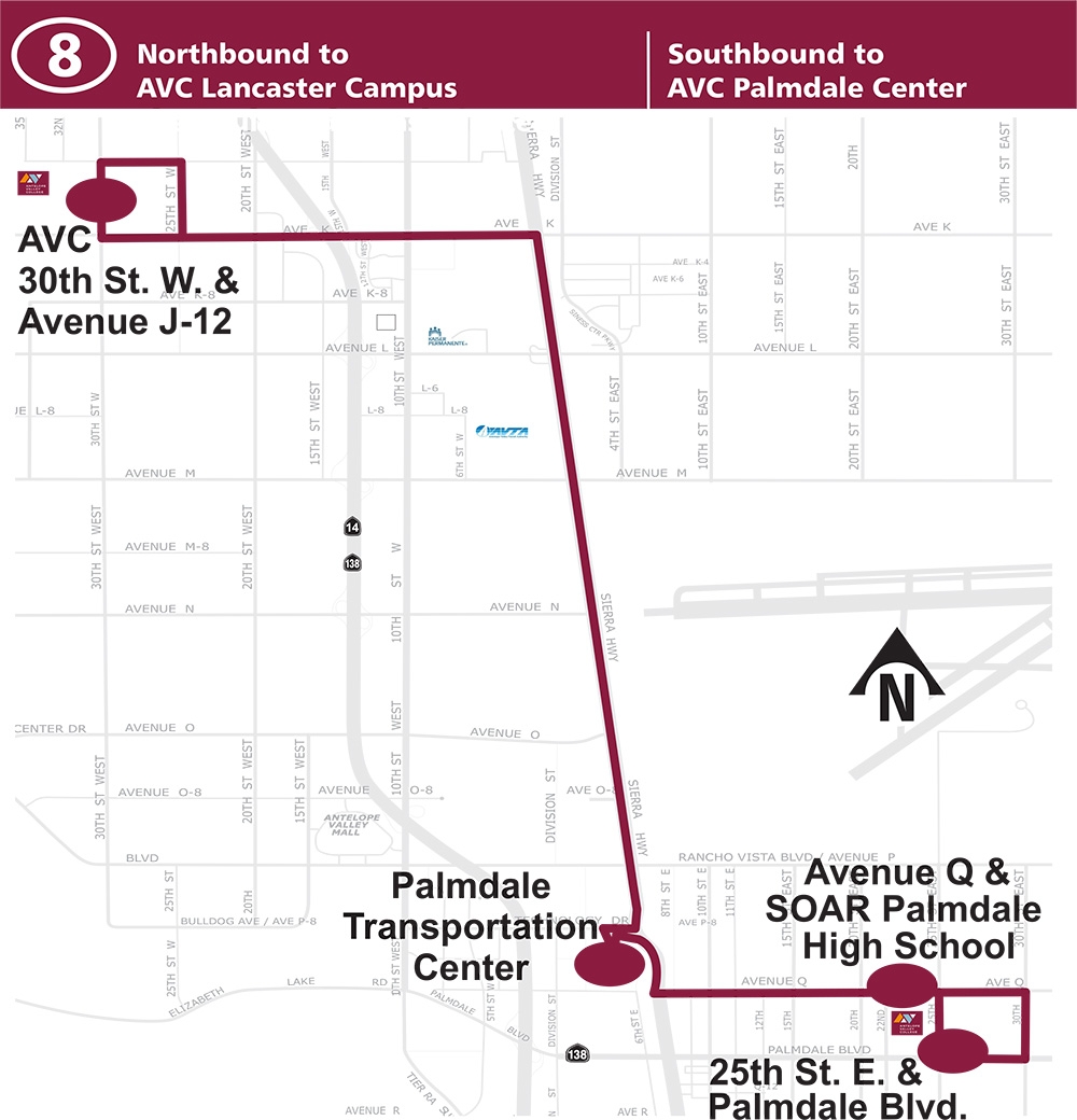 Route 8 Antelope Valley College Map