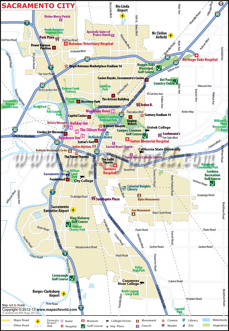 Sacramento City Map CA The Capital Of California