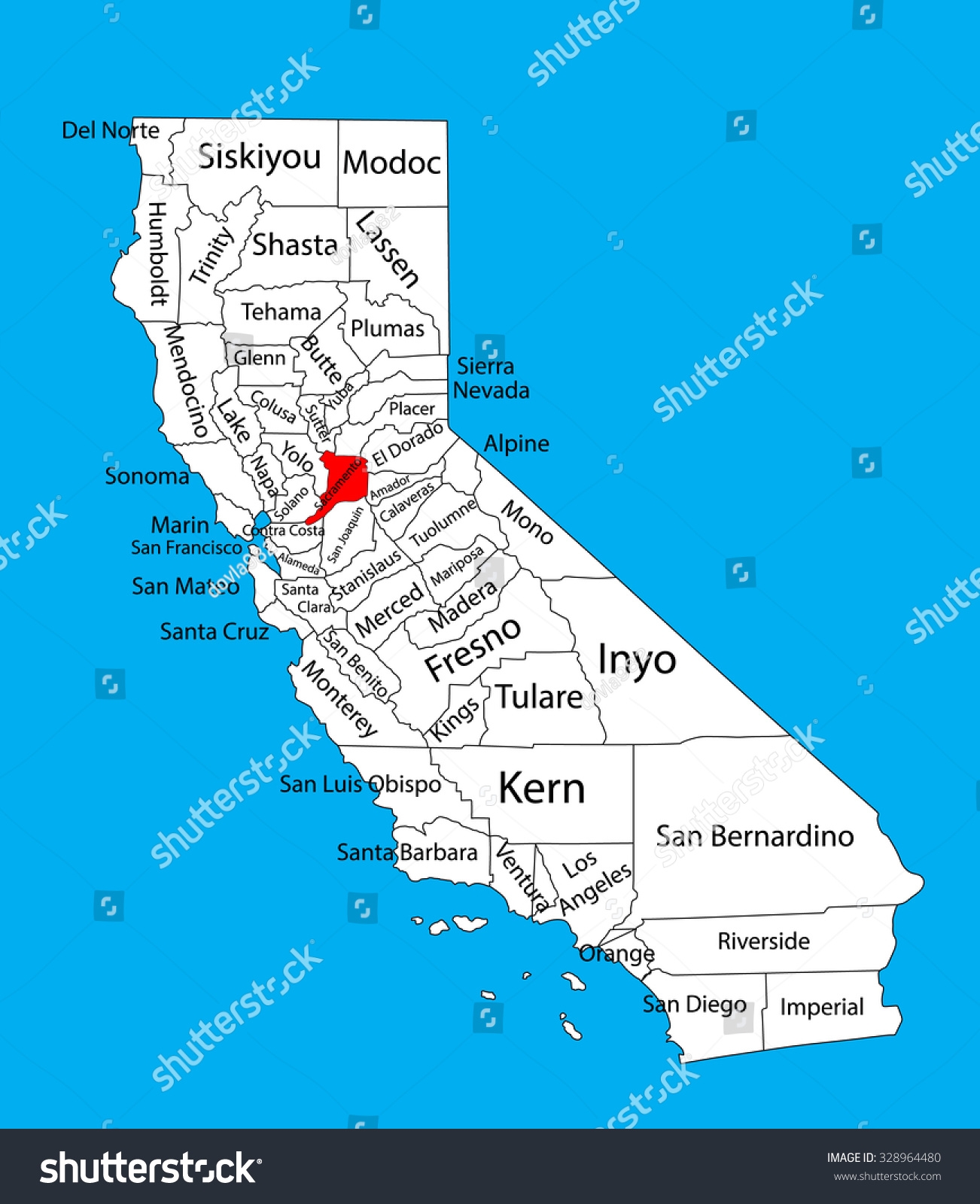 Sacramento County California United States America Stock Vector Royalty Free 328964480 Shutterstock