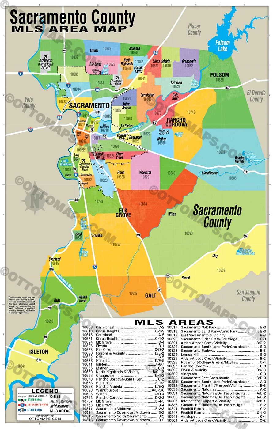Sacramento County MLS Area Map California FILES PDF And AI Edit Otto Maps