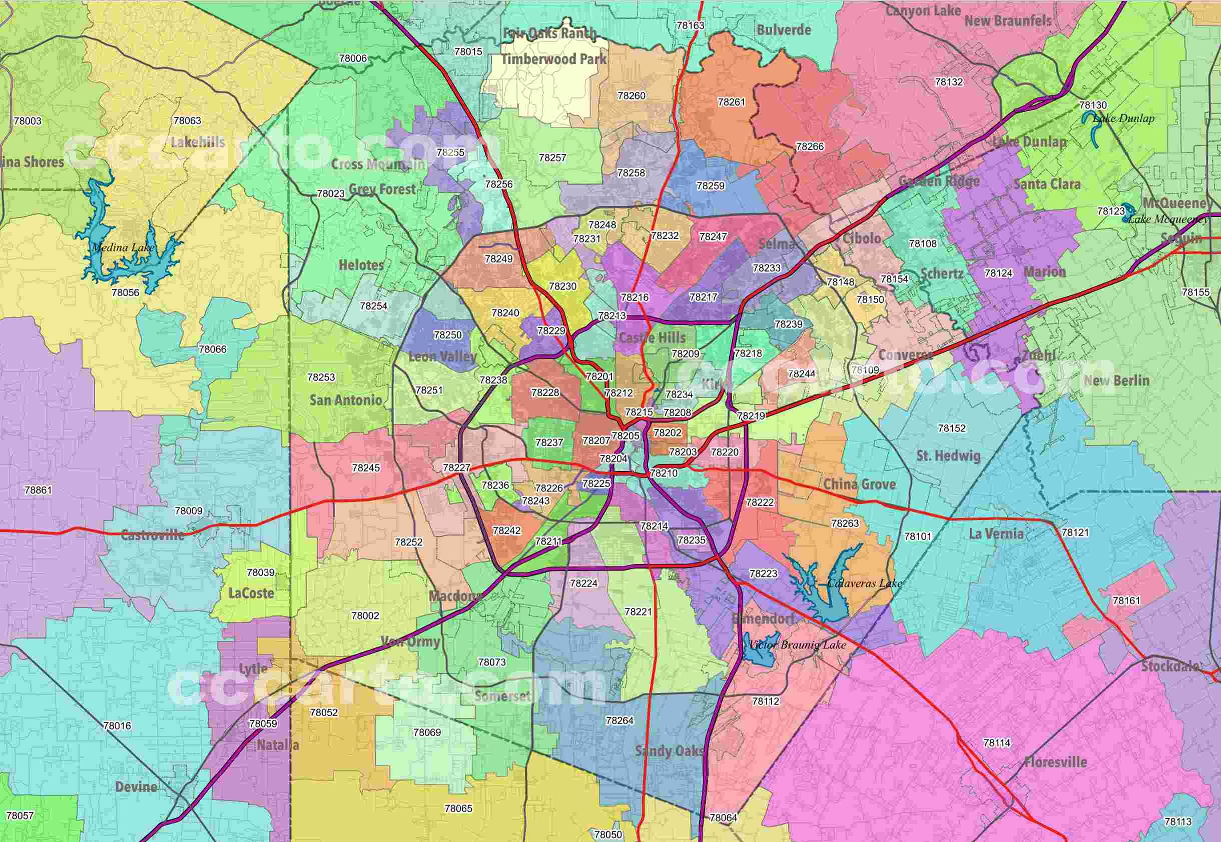 San Antonio ZIP Codes Bexar County ZIP Codes Map