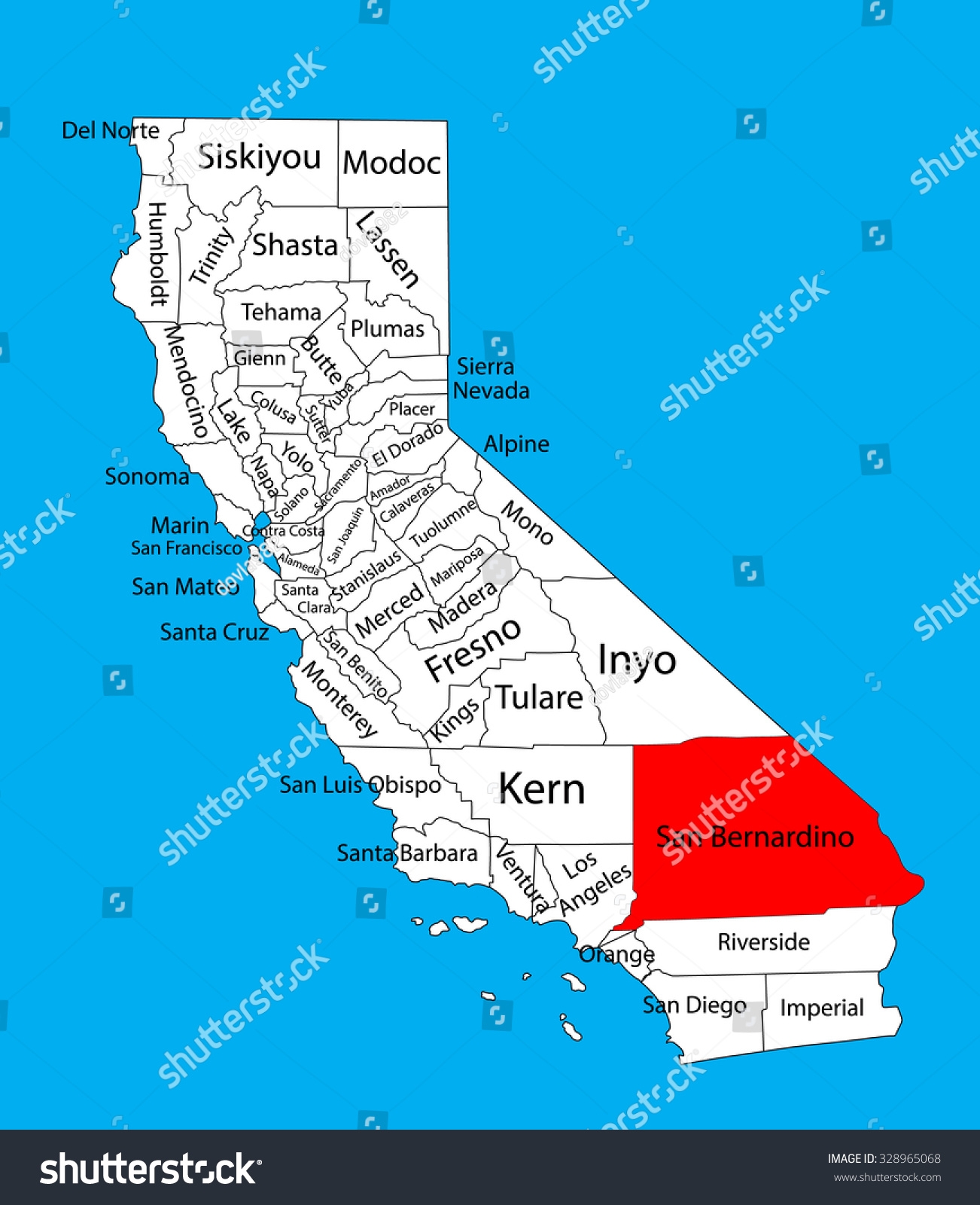 San Bernardino County California United States Stock Vector Royalty Free 328965068 Shutterstock