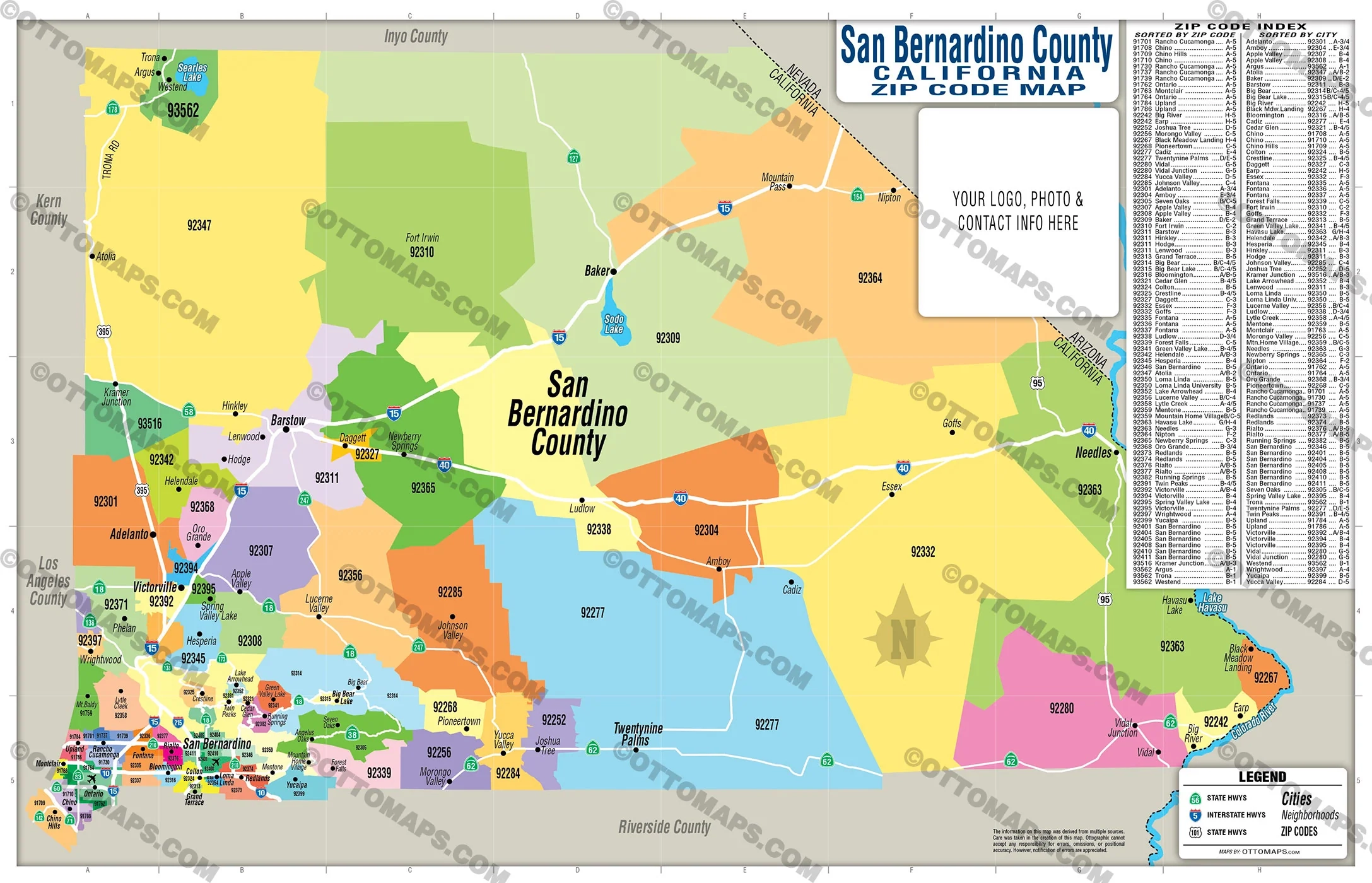 San Bernardino County Zip Code Map FILES PDF And AI Files Editabl Otto Maps
