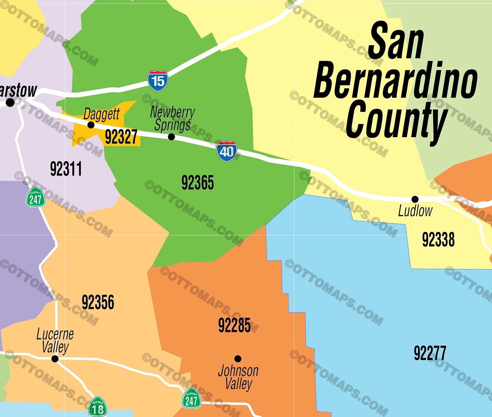 San Bernardino County Zip Code Map FILES PDF And AI Files Editabl Otto Maps