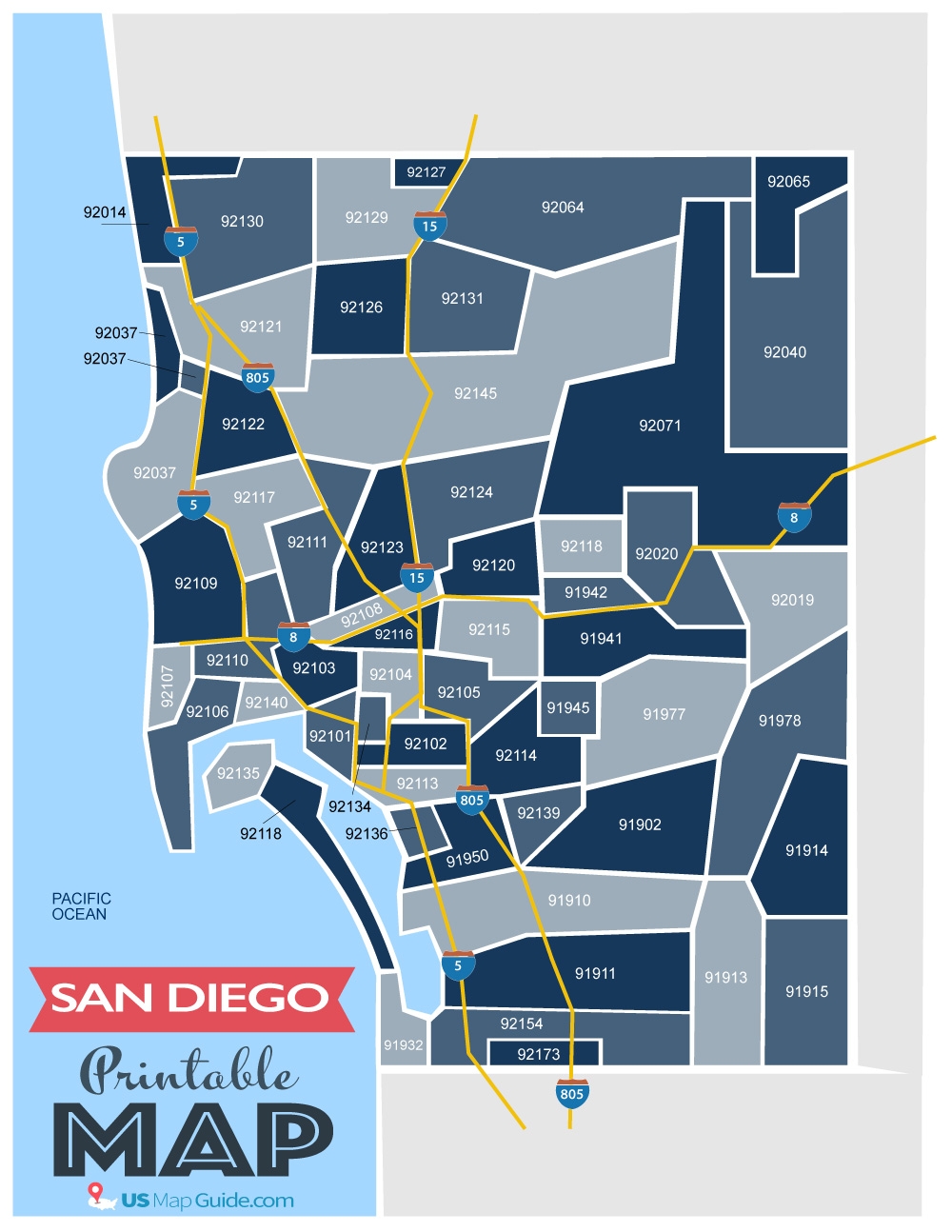 san diego county zip code map