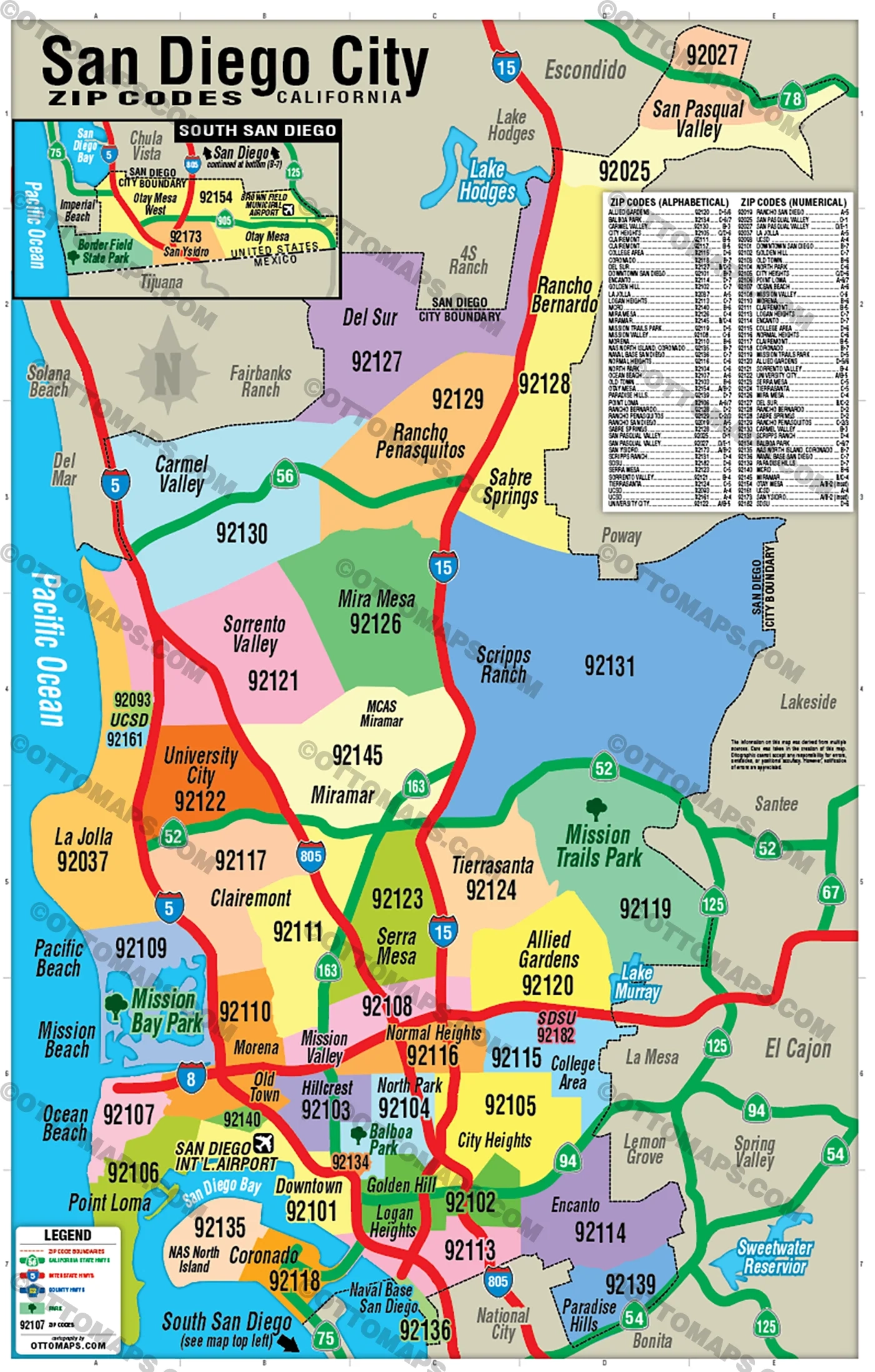 San Diego City Zip Code Map POSTER PRINTS Otto Maps San Diego City Zip Code Map POSTER PRINTS Otto Maps