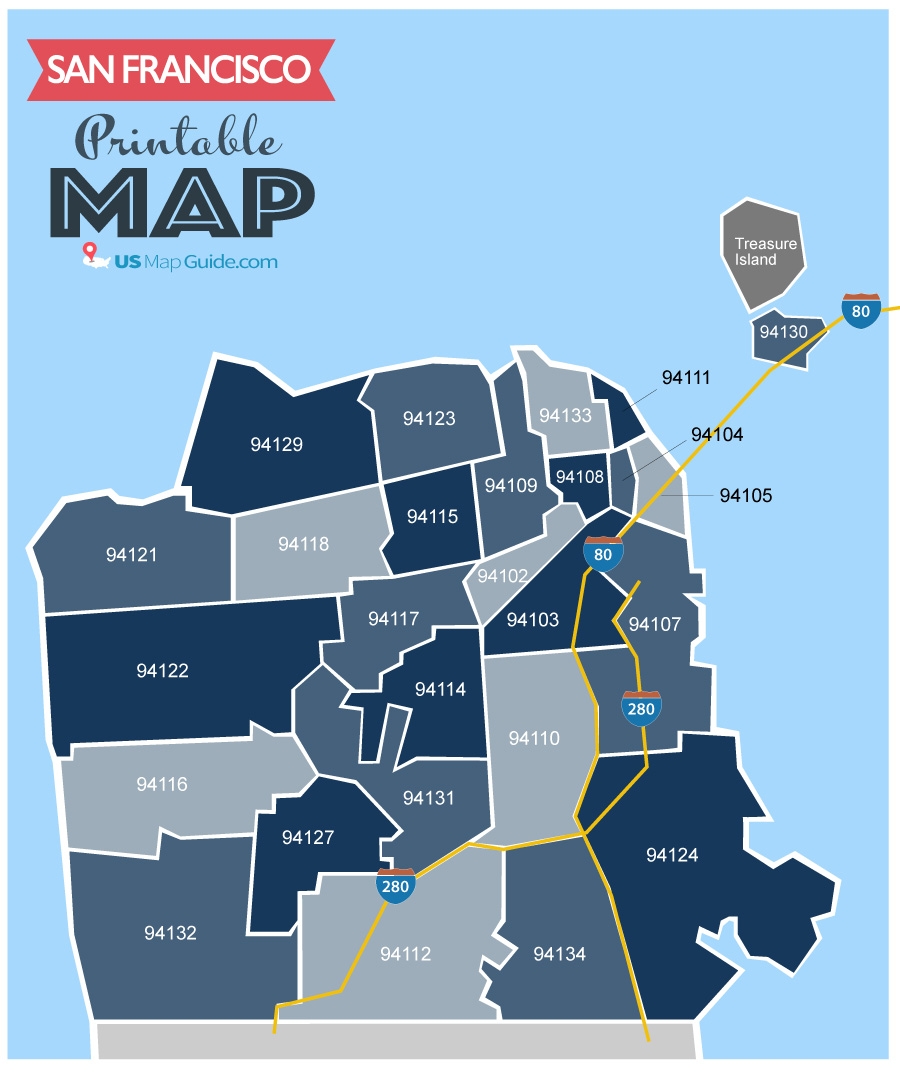 San Francisco CA Zip Code Map 29 Zip Codes US Map Guide