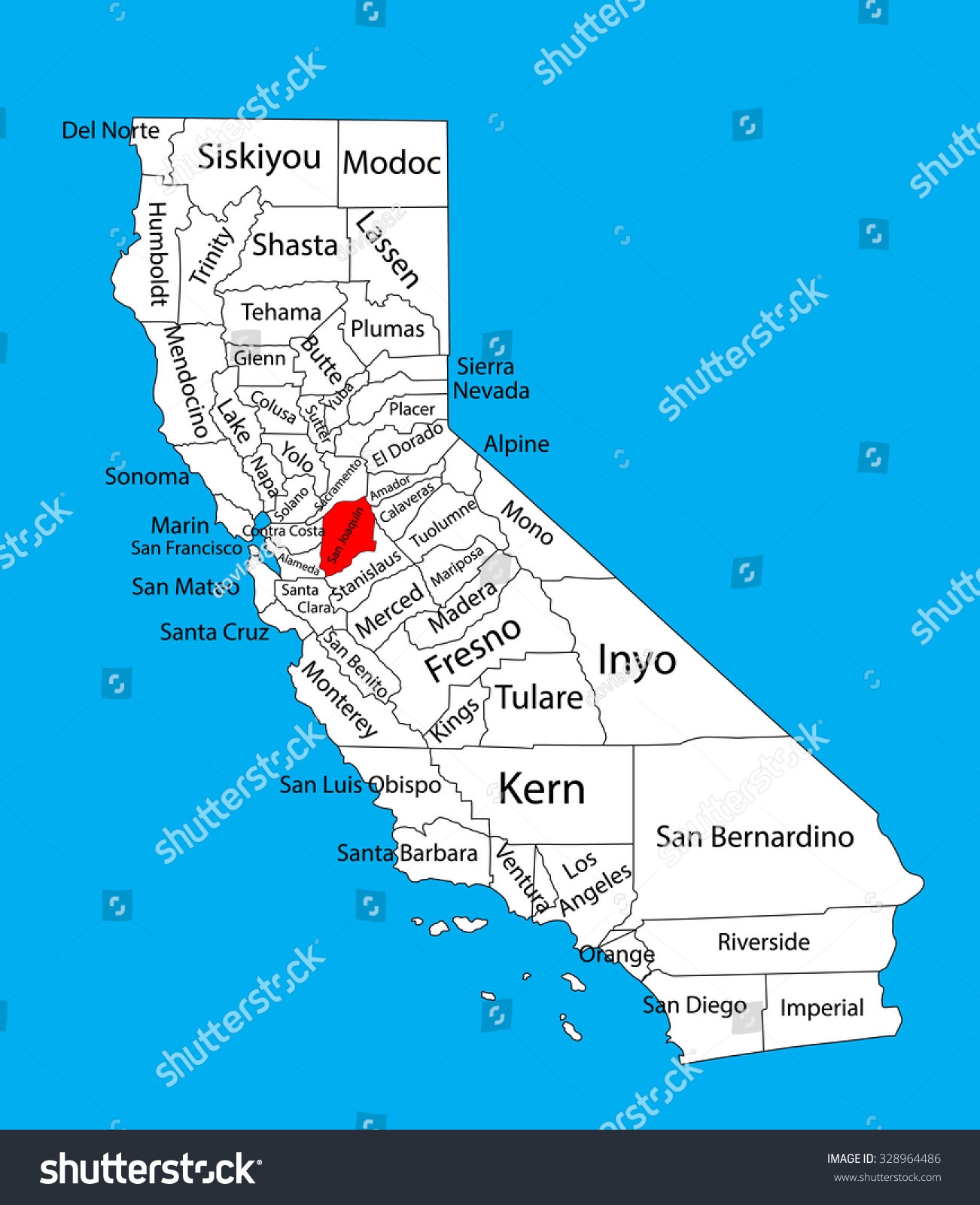San Joaquin County California United States Stock Vector Royalty Free 328964486 Shutterstock