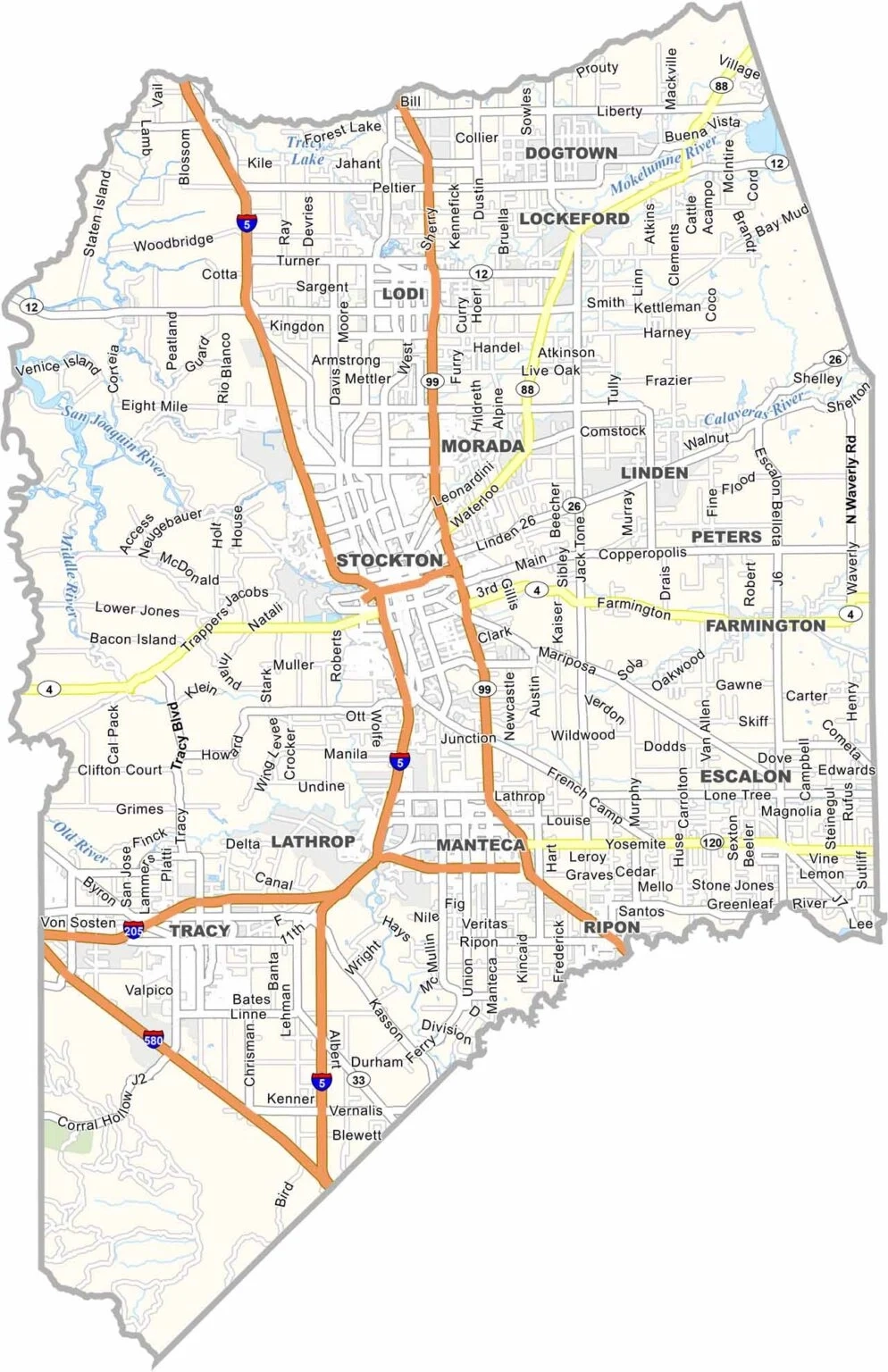 San Joaquin County Map California US County Maps