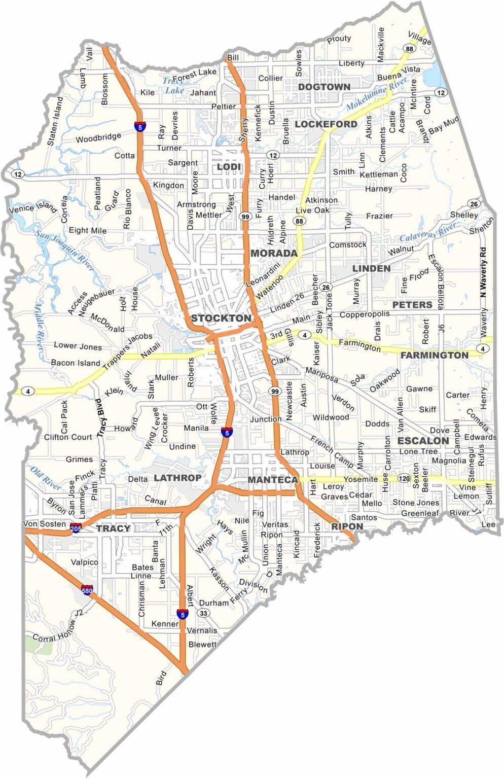 San Joaquin County Map California US County Maps