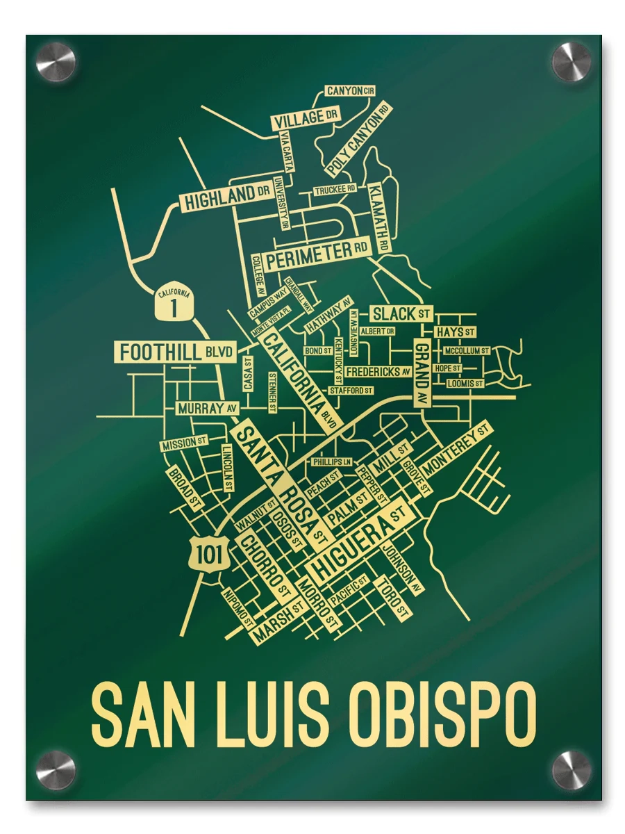 San Luis Obispo California Street Map School Street Posters San Luis Obispo California Street Map School Street Posters