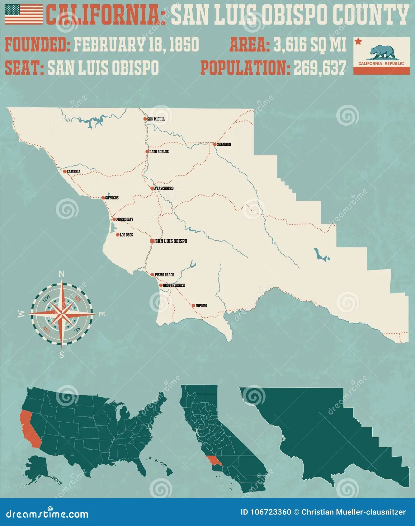san luis obispo county california map