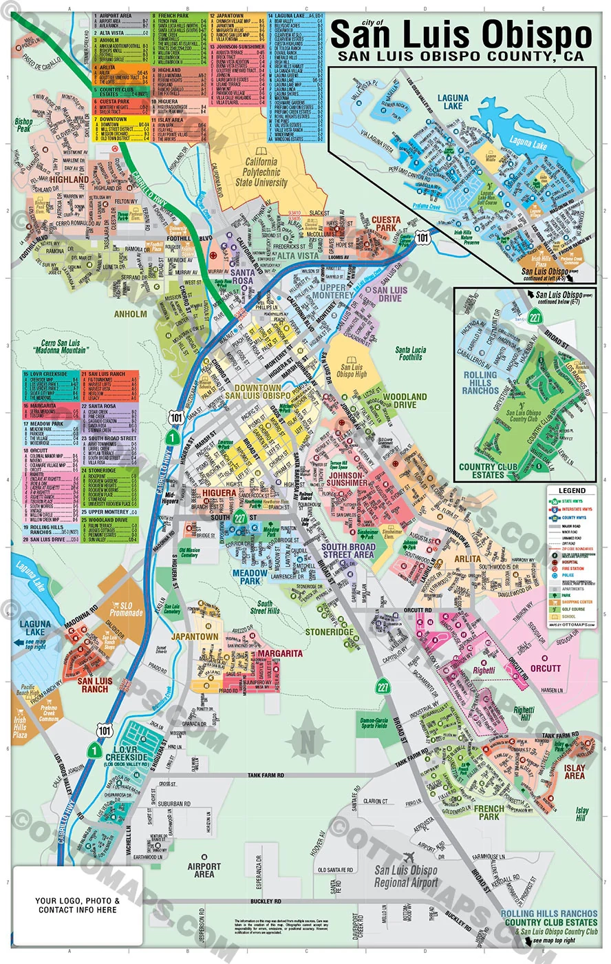 San Luis Obispo Map FILES PDF And AI Editable Vector Royalty Fr Otto Maps