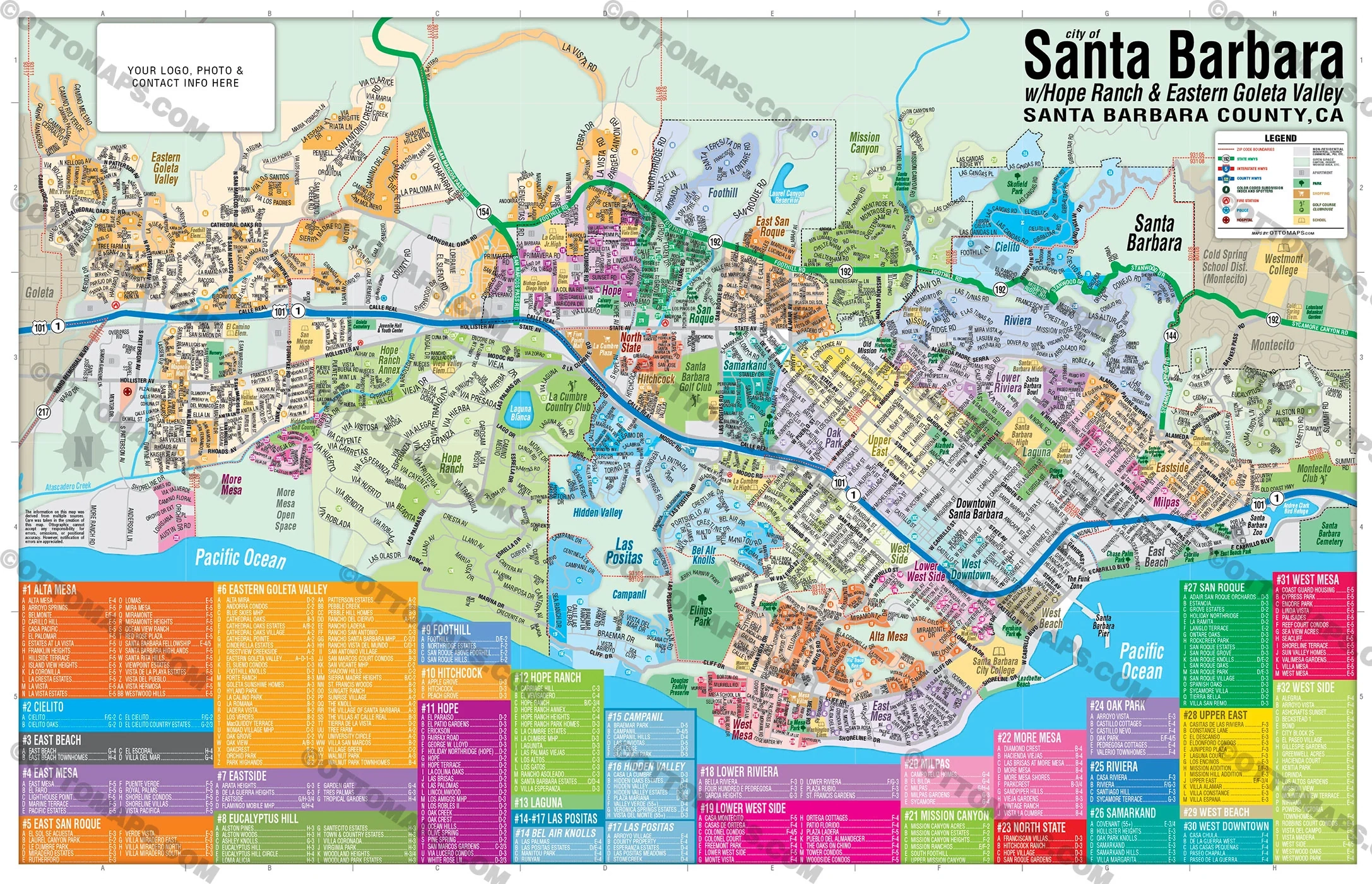 Santa Barbara Map With Subdivisions And Neighborhoods FILES PDF An Otto Maps