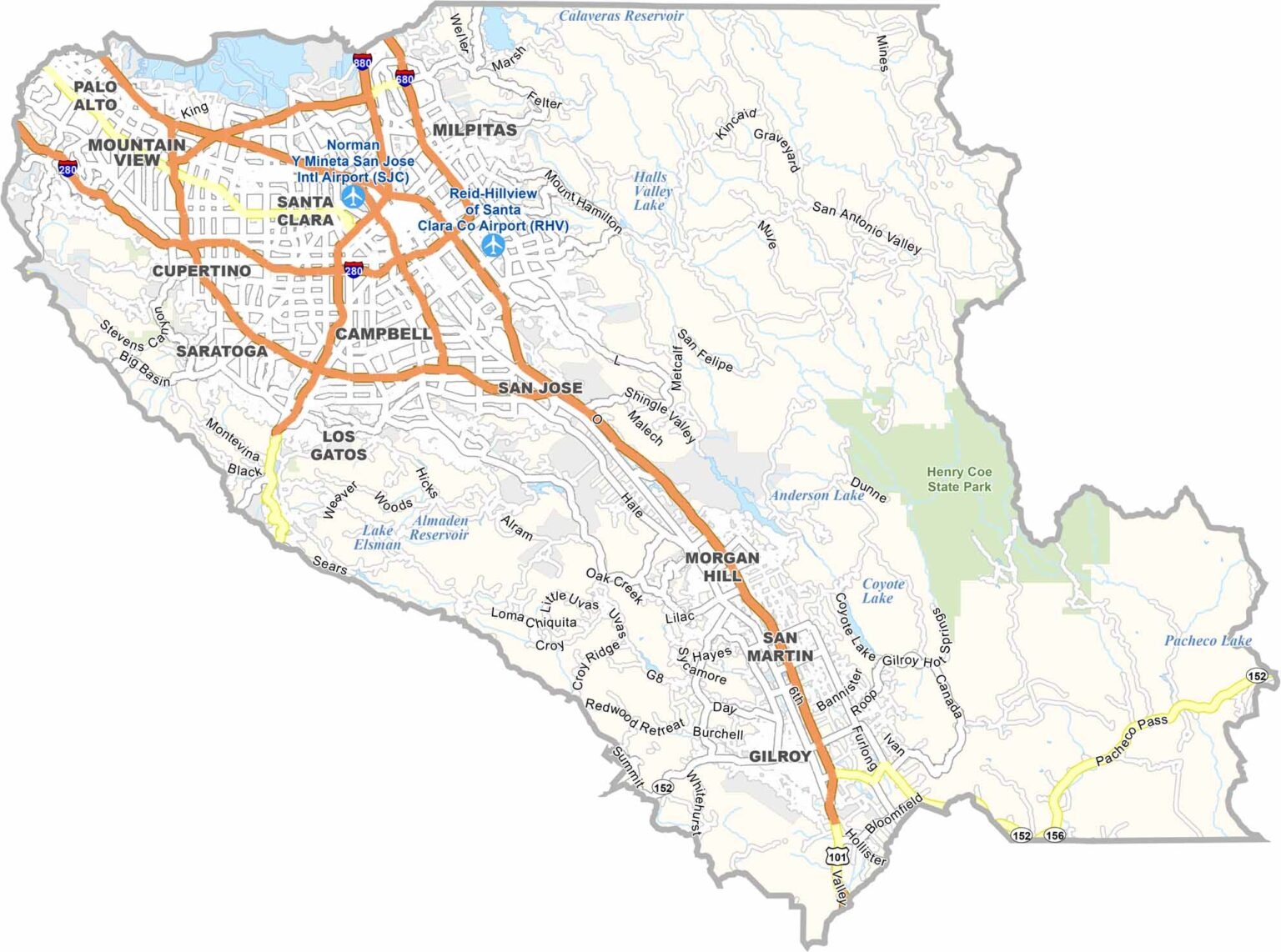 Santa Clara County Map California US County Maps Santa Clara County Map California US County Maps