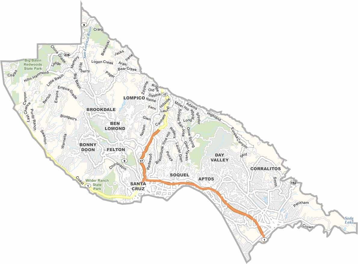 Santa Cruz County Map California US County Maps Santa Cruz County Map California US County Maps