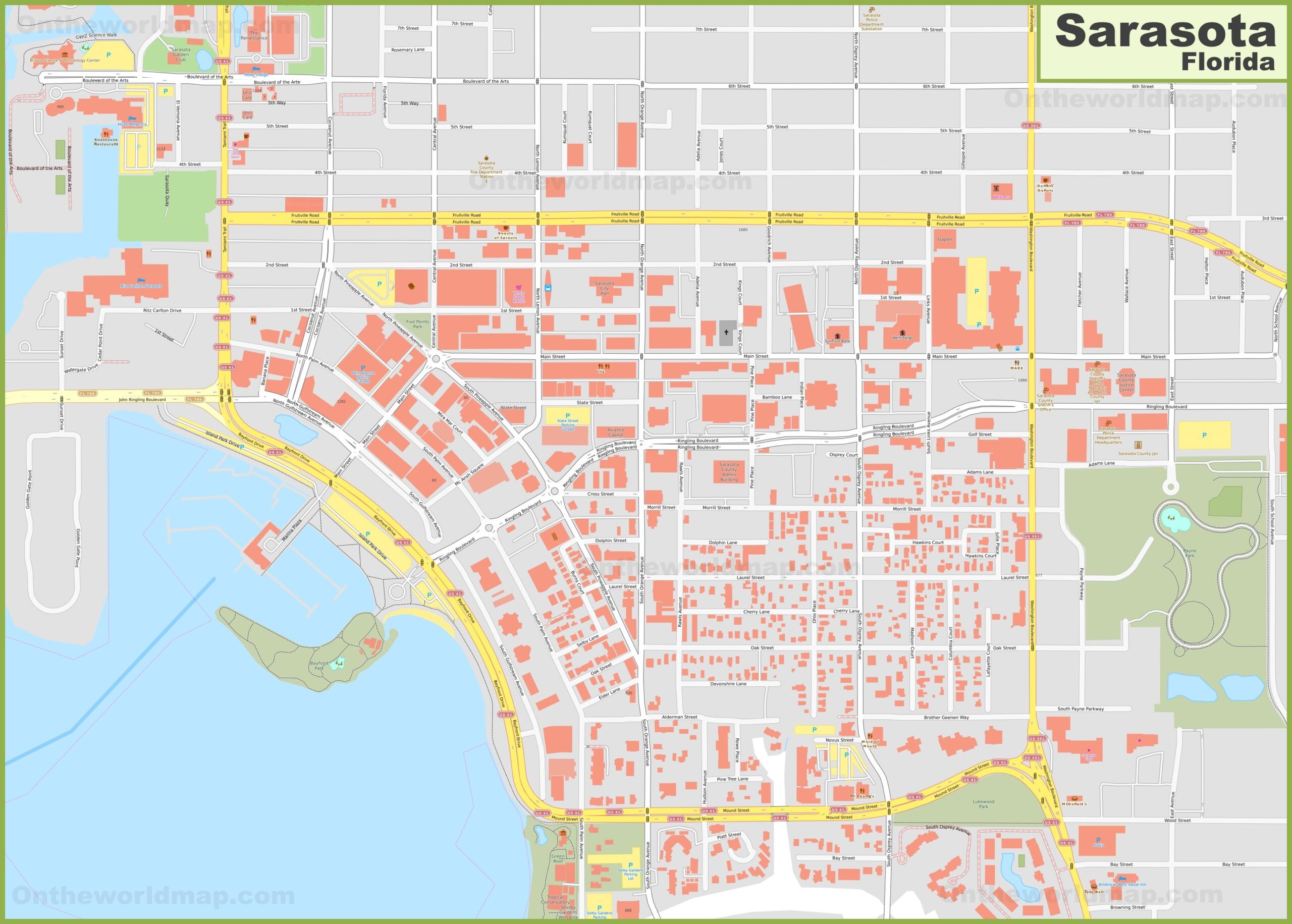 Sarasota City Center Map Ontheworldmap
