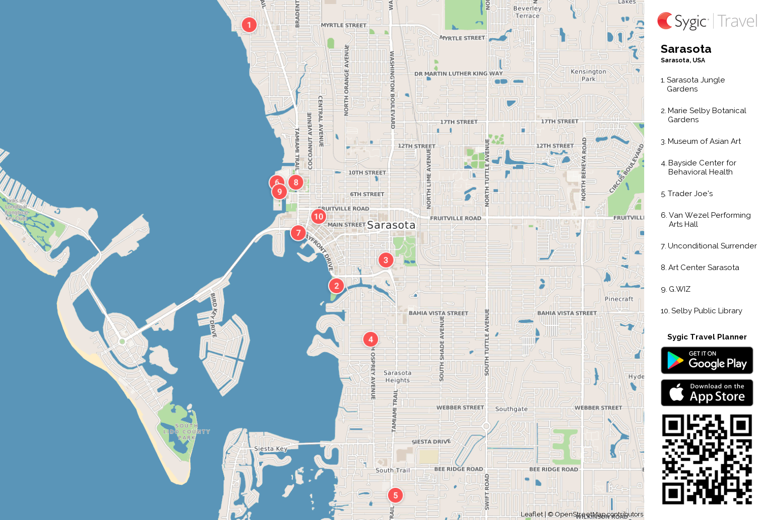 Sarasota Printable Tourist Map Tripomatic