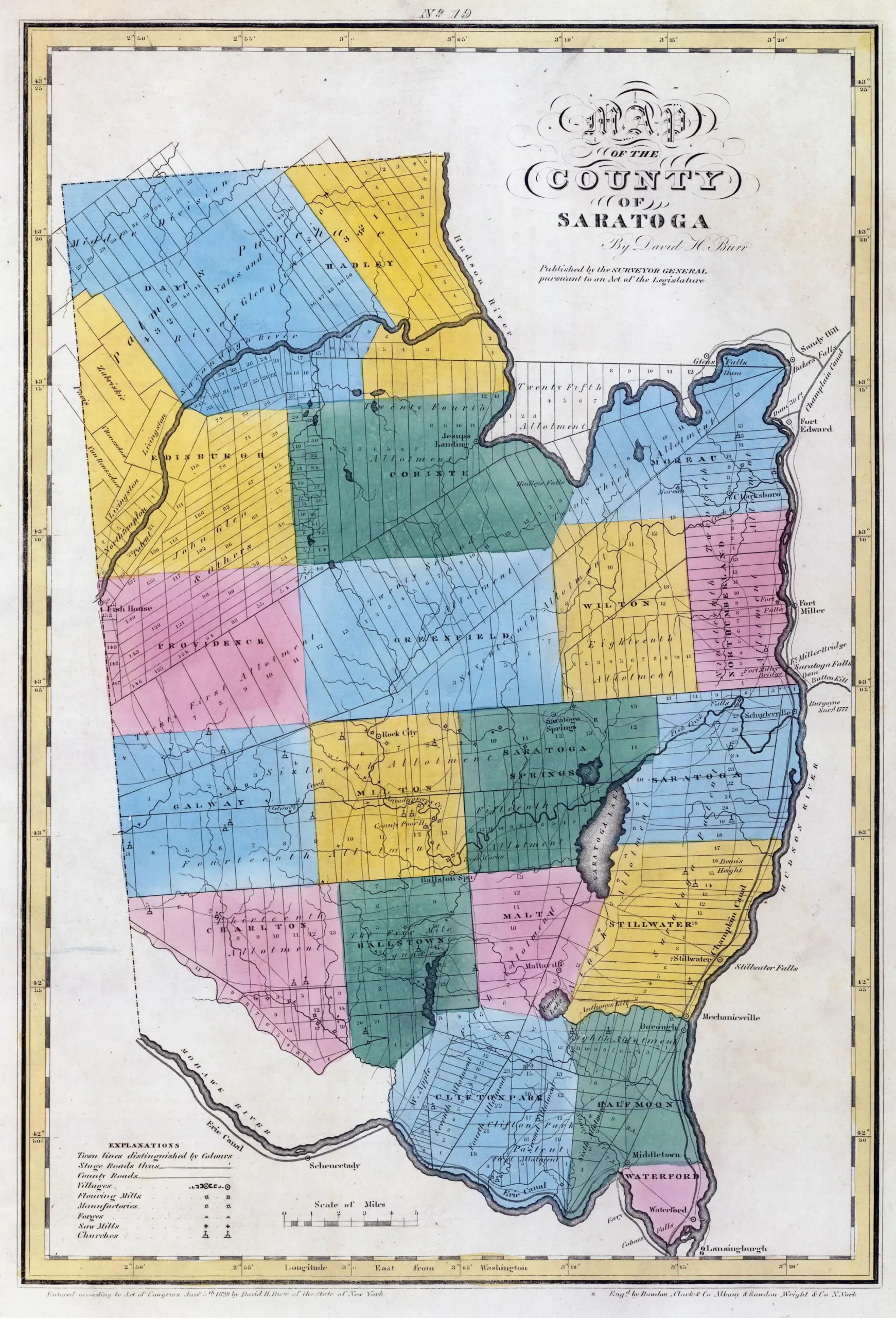 Saratoga County New York 1829 WardMaps LLC