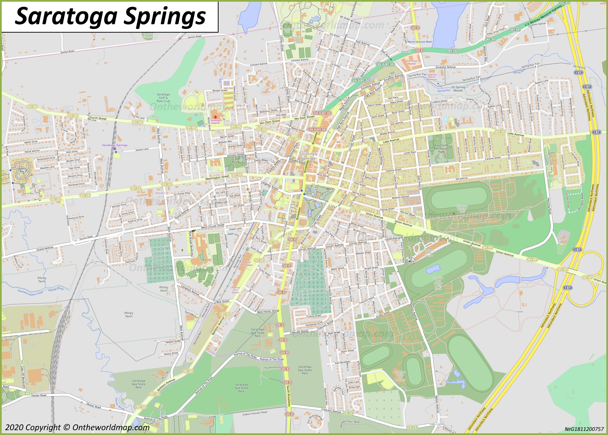 Saratoga Springs Map New York U S Discover Saratoga Springs With Detailed Maps