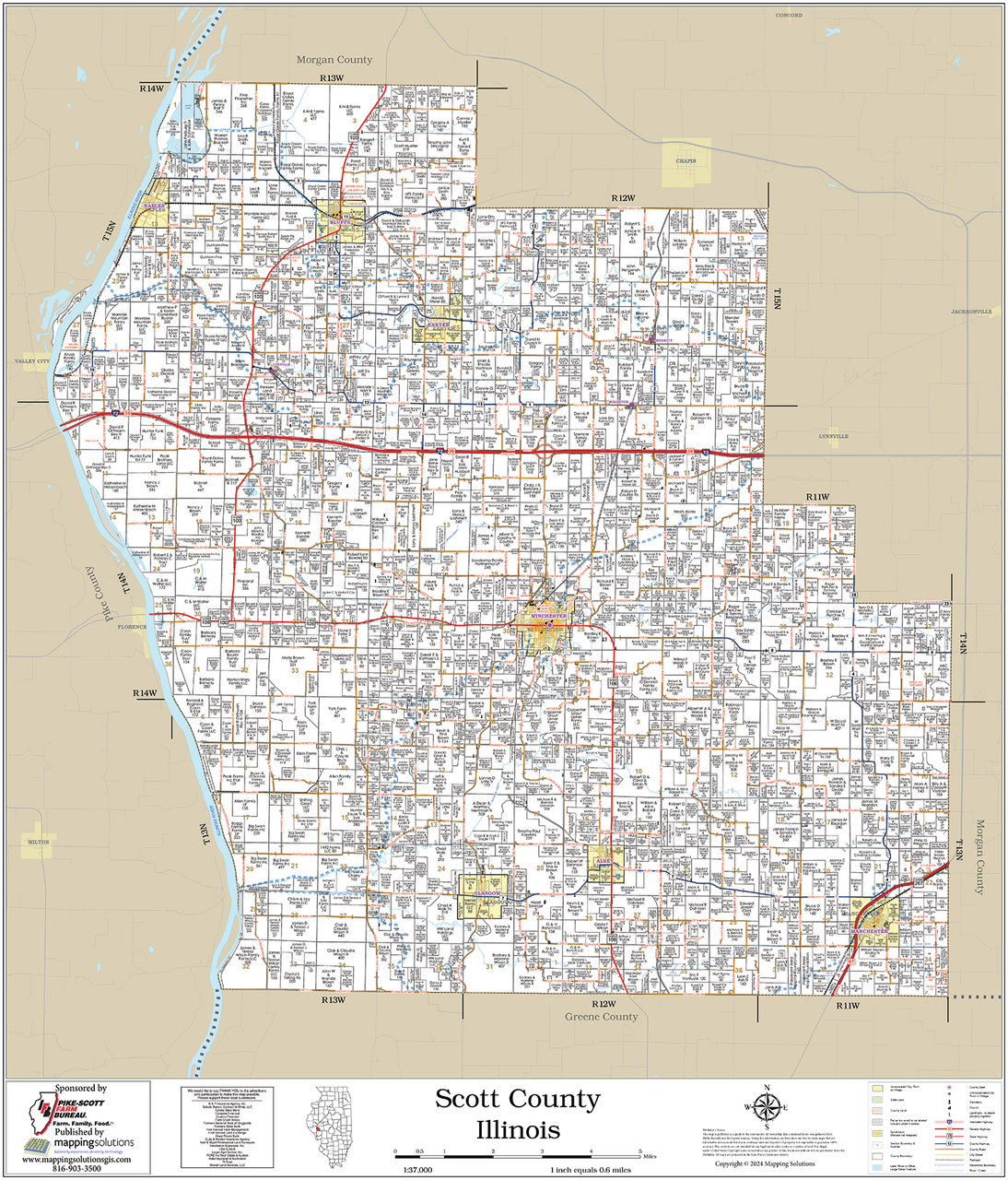 Scott County Illinois 2024 Wall Map Mapping Solutions