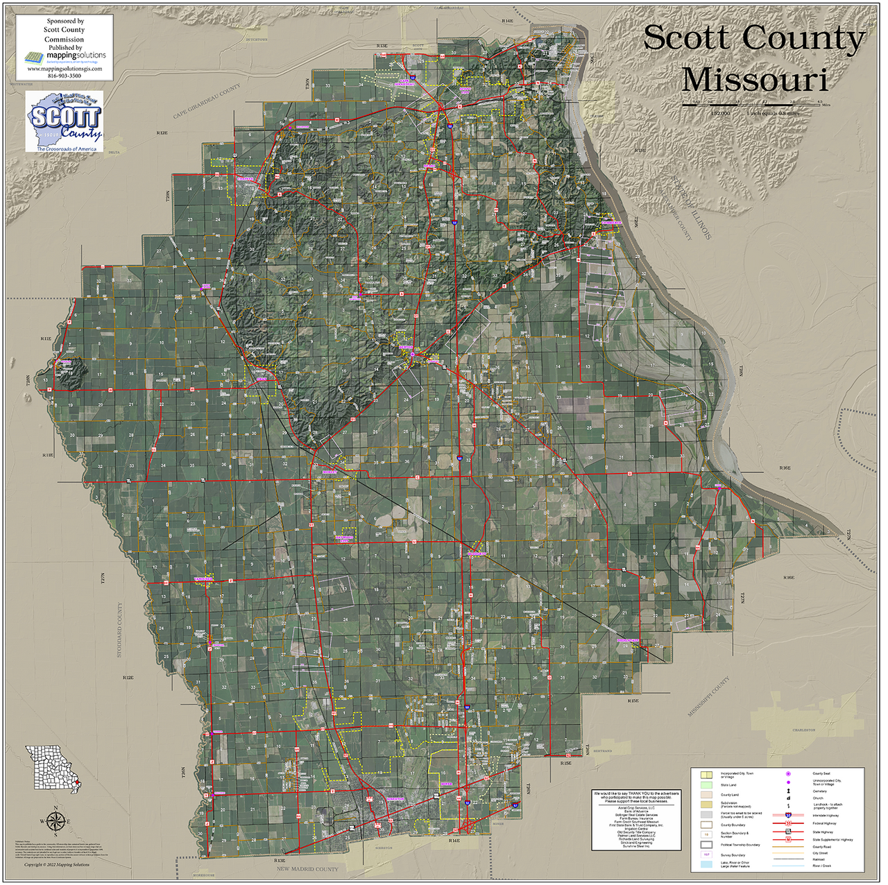 Scott County Missouri 2026 Aerial Wall Map Mapping Solutions