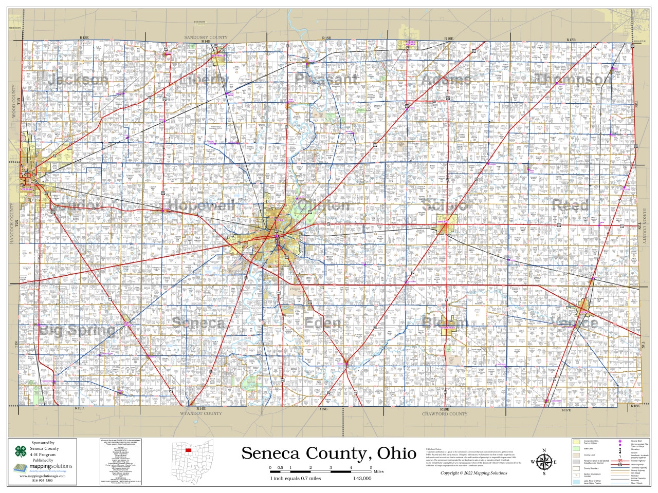 Seneca County Ohio 2022 Wall Map Mapping Solutions