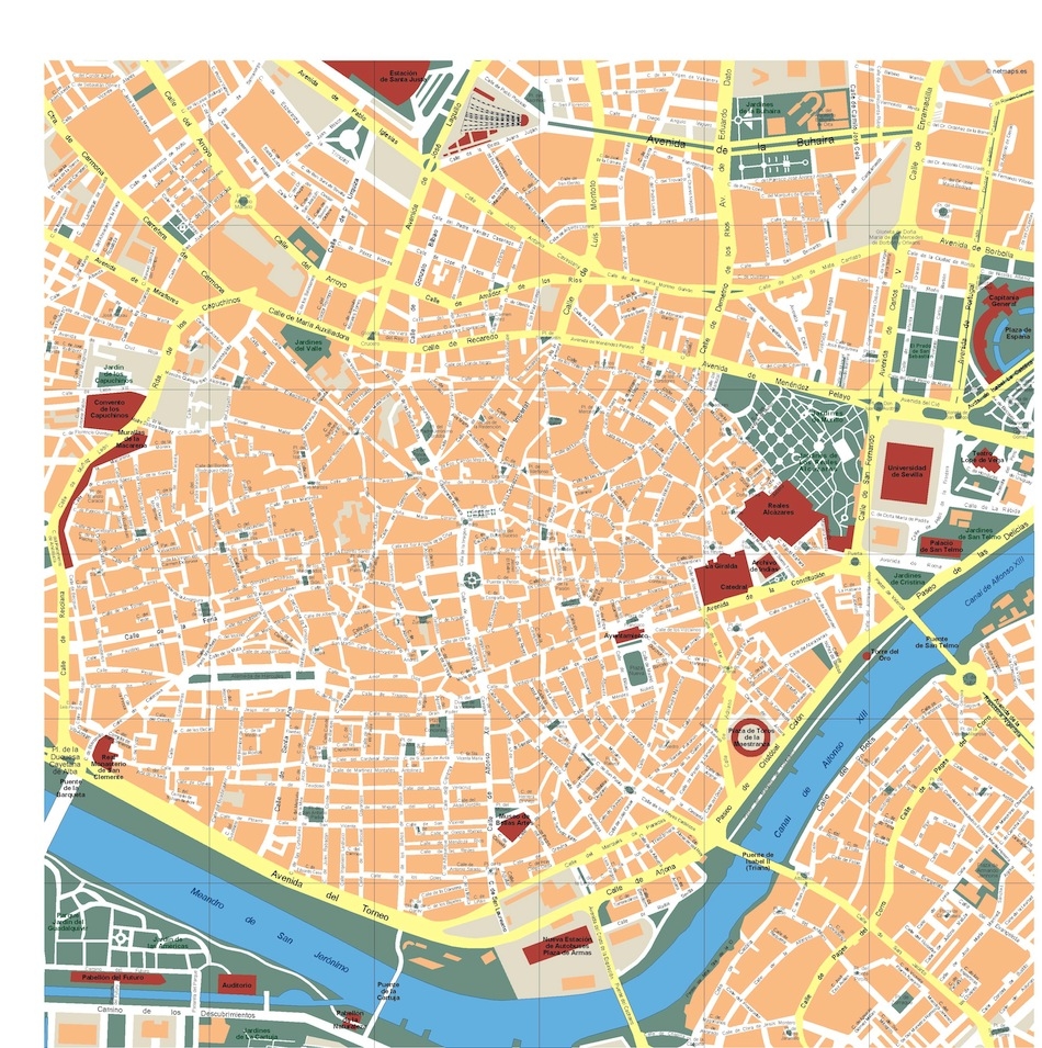 Seville Vector Map Eps Illustrator Map Vector World Maps