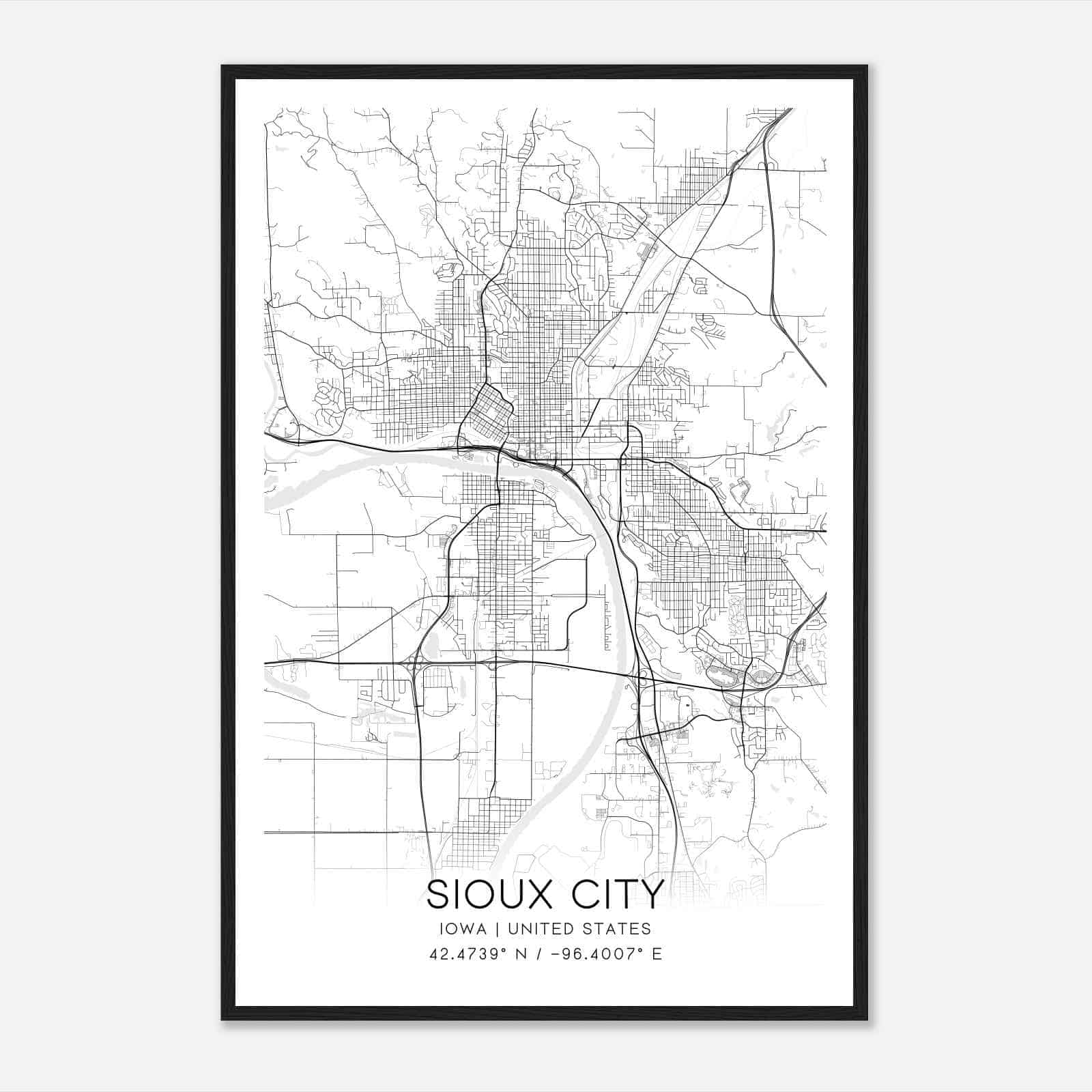 Sioux City Iowa Map Poster Modern Home Decor Wall Art Print Custom Maps Posters Sioux City Iowa Map Poster Modern Home Decor Wall Art Print Custom Maps Posters