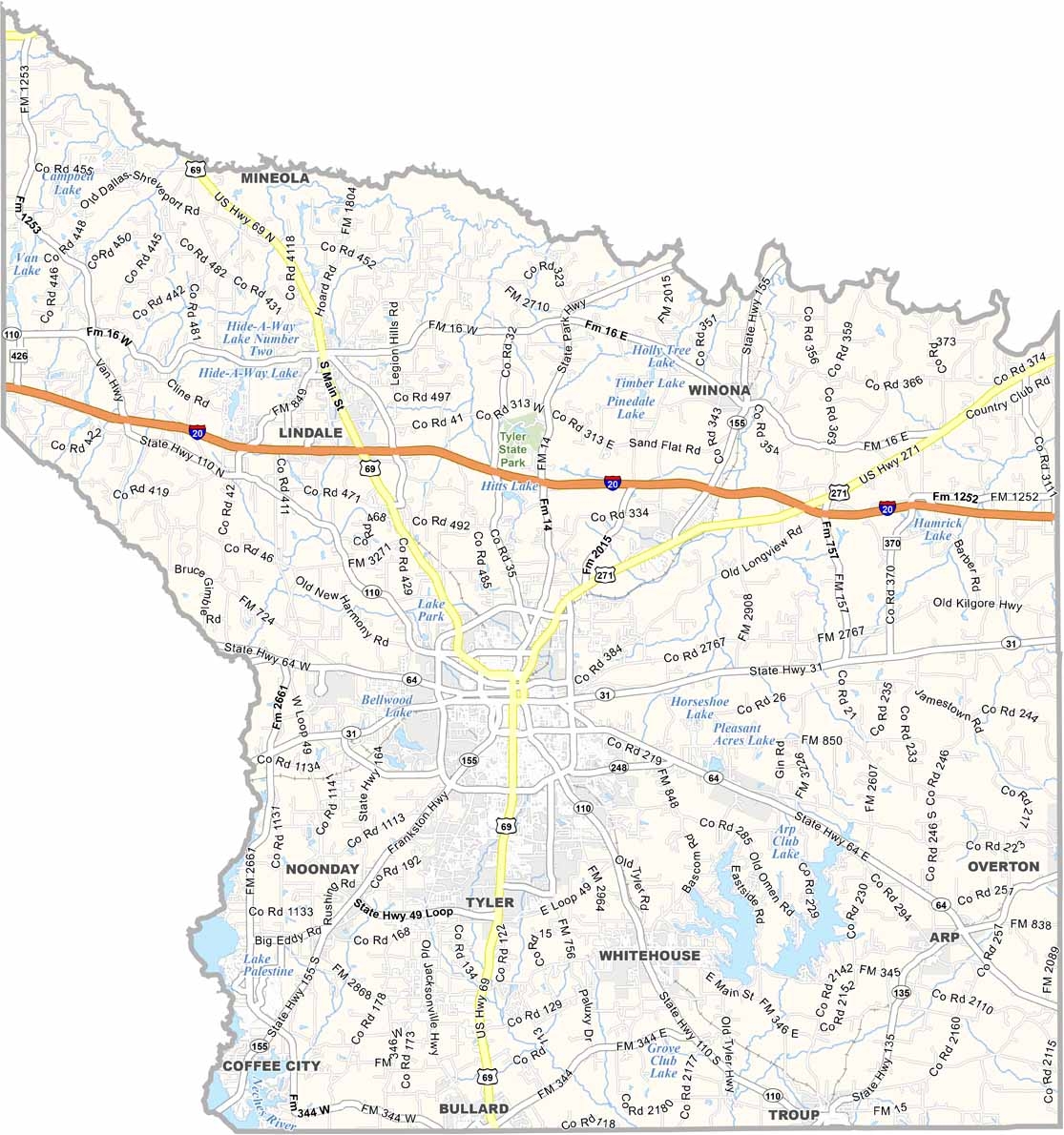 Smith County Map Texas US County Maps