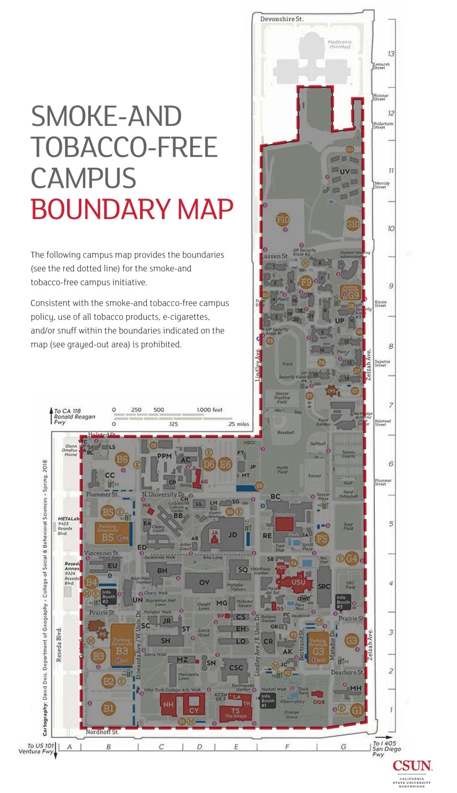 Smoke And Tobacco Free Campus Boundary Map California State University Northridge