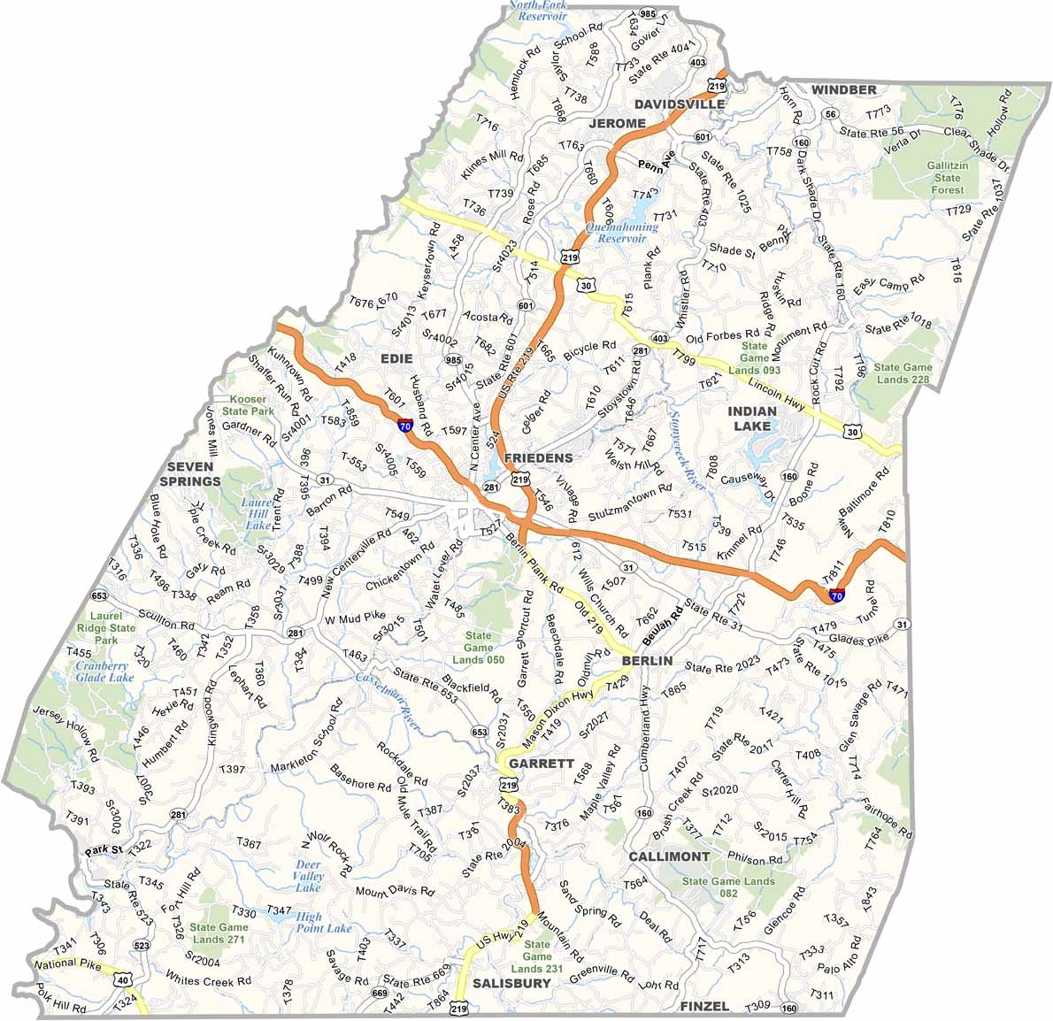 Somerset County Map Pennsylvania US County Maps