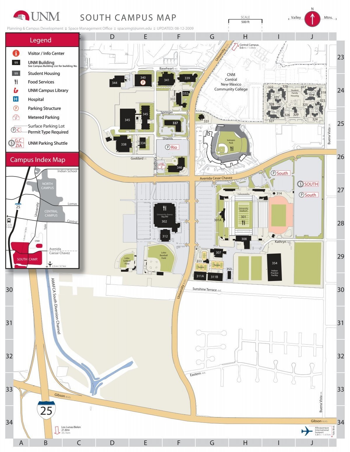 South Campus Map University Of New Mexico
