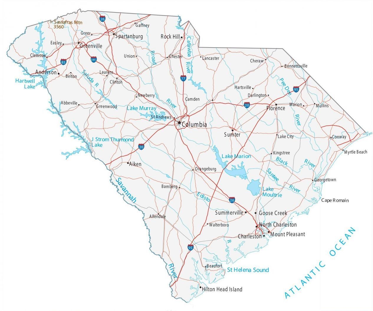 South Carolina Map Cities And Roads GIS Geography