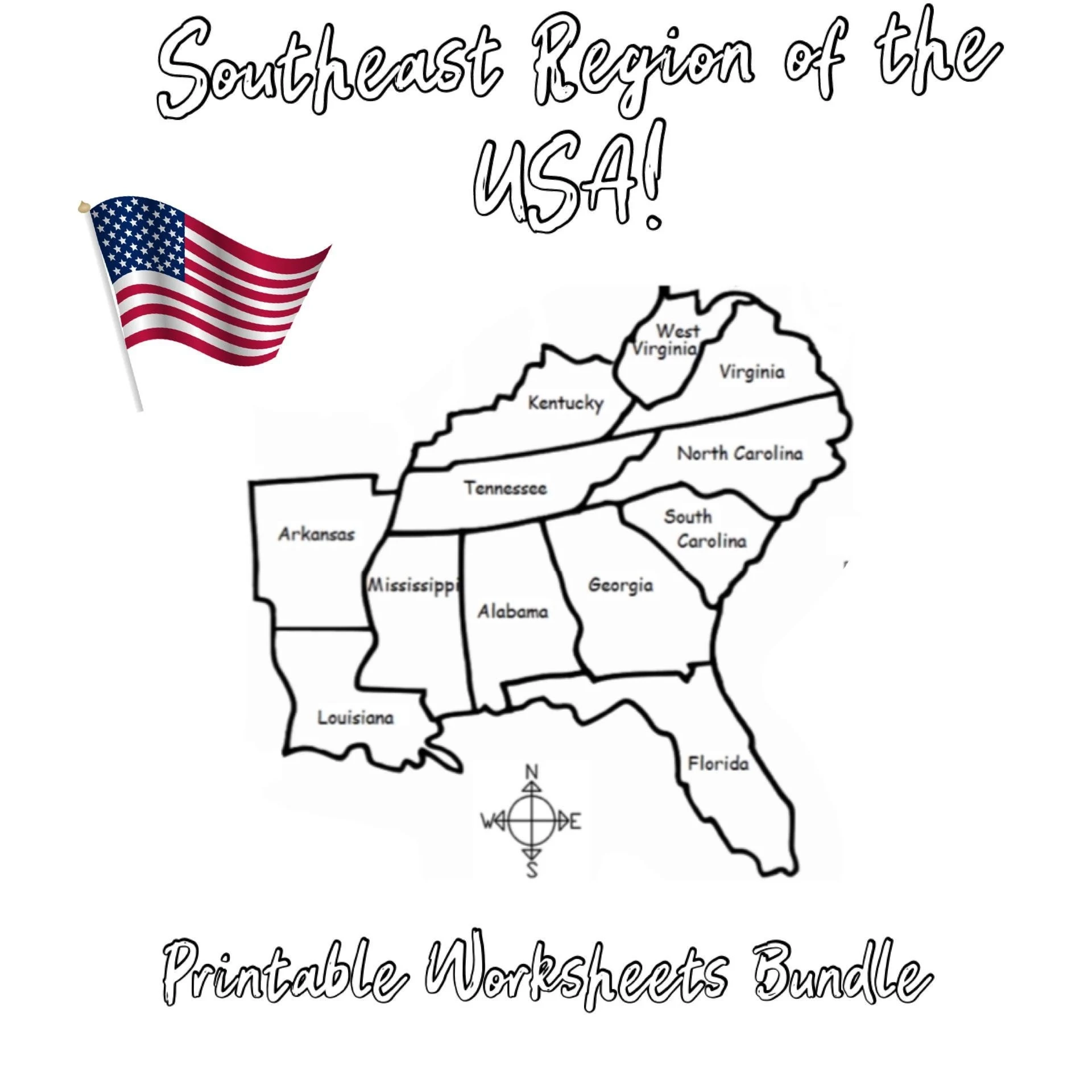 southeast states map printable