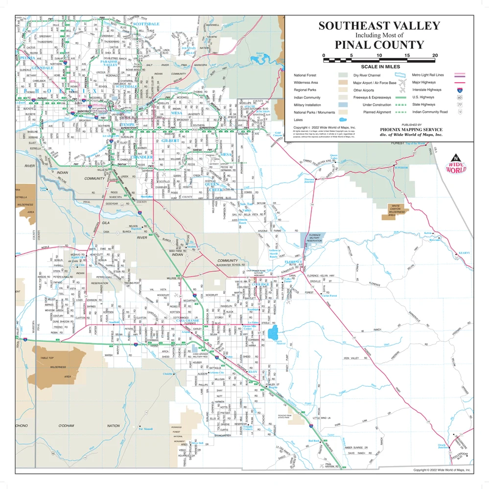 Southeast Valley And Pinal County Wall Map including Most Of Pinal Co Wide World Maps MORE Southeast Valley And Pinal County Wall Map including Most Of Pinal Co Wide World Maps MORE