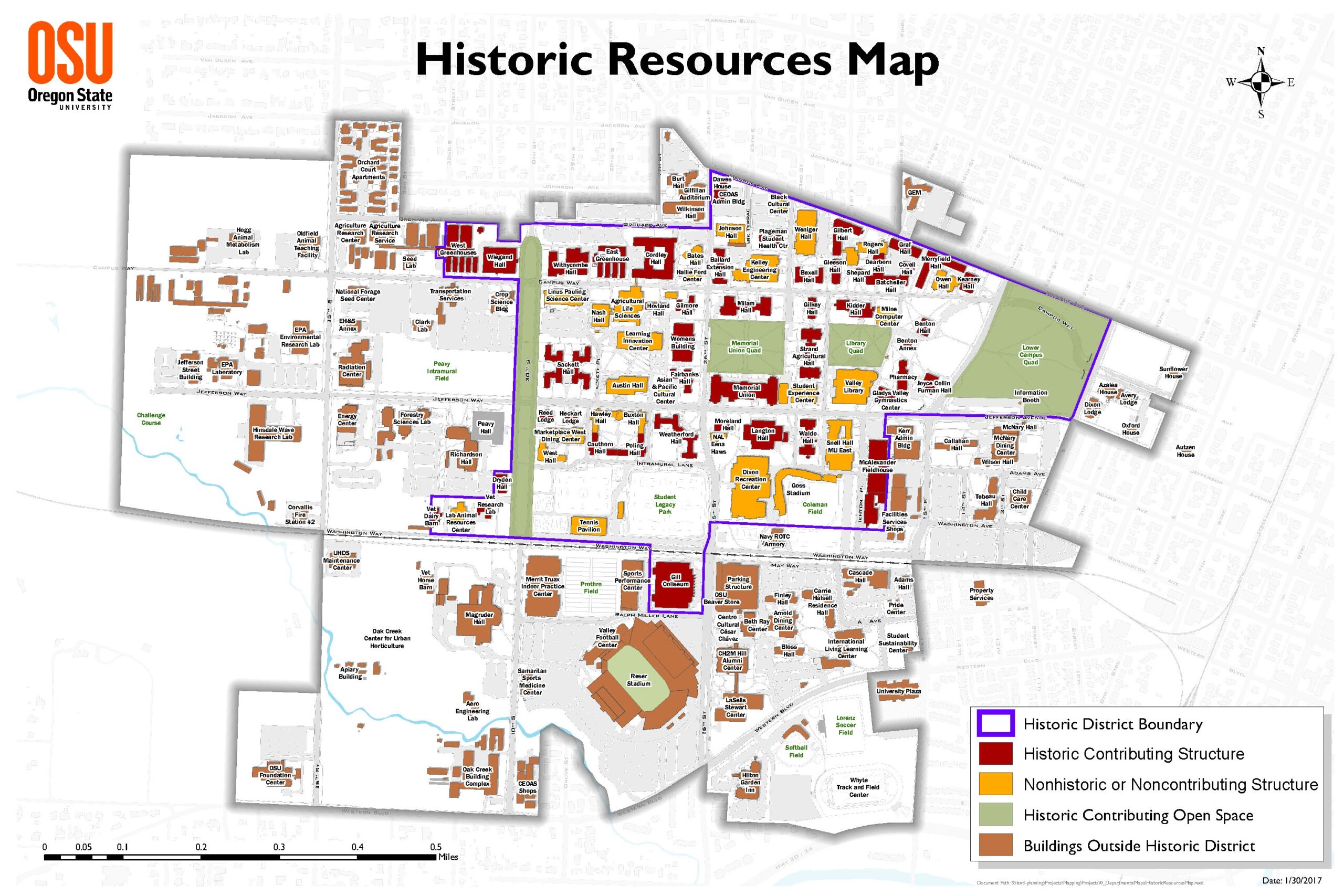 Special Collections Archives Research Center Map Of The OSU National Historic District Special Collections Archives Research Center Map Of The OSU National Historic District