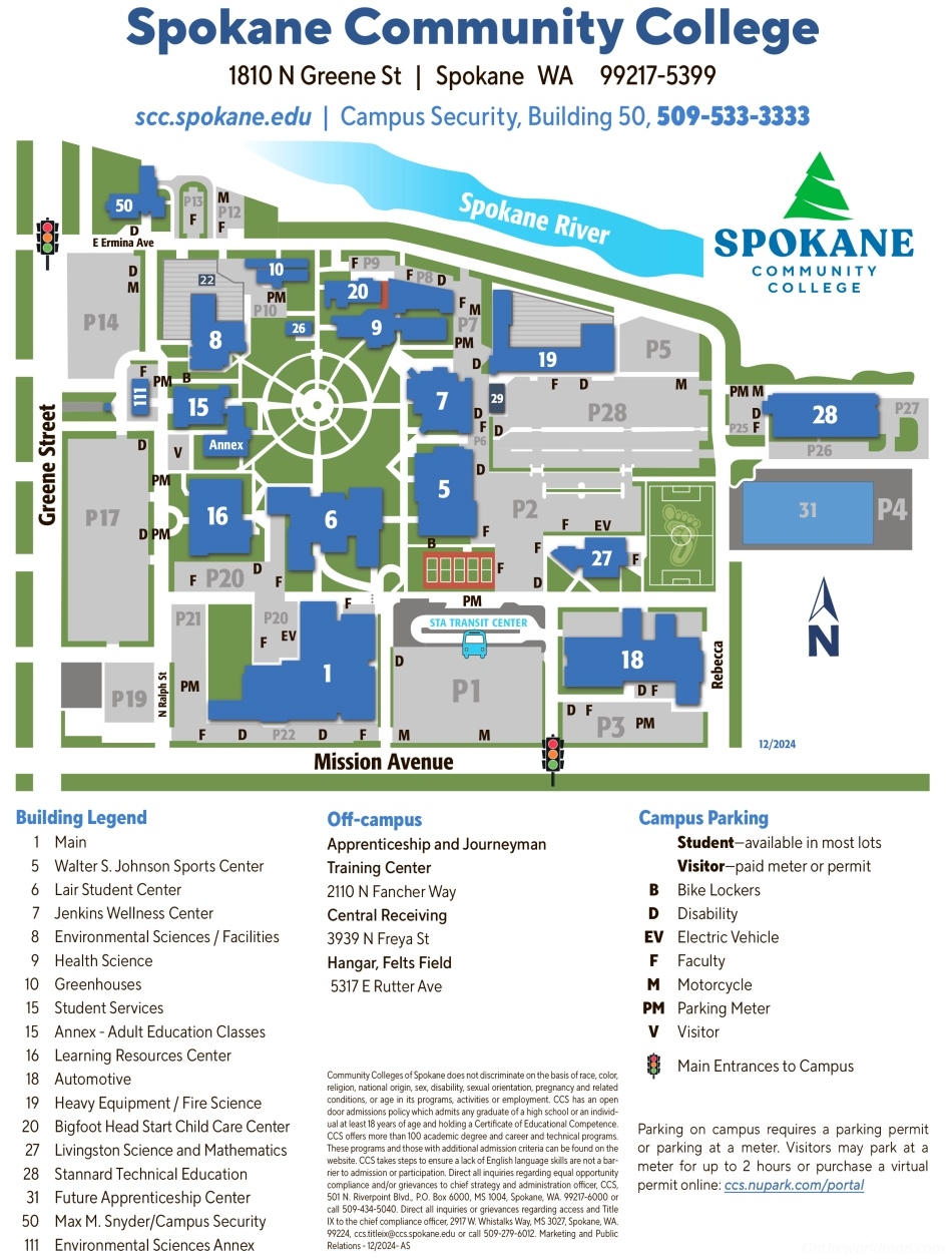 Spokane Community College Campus Map Ontheworldmap Spokane Community College Campus Map Ontheworldmap