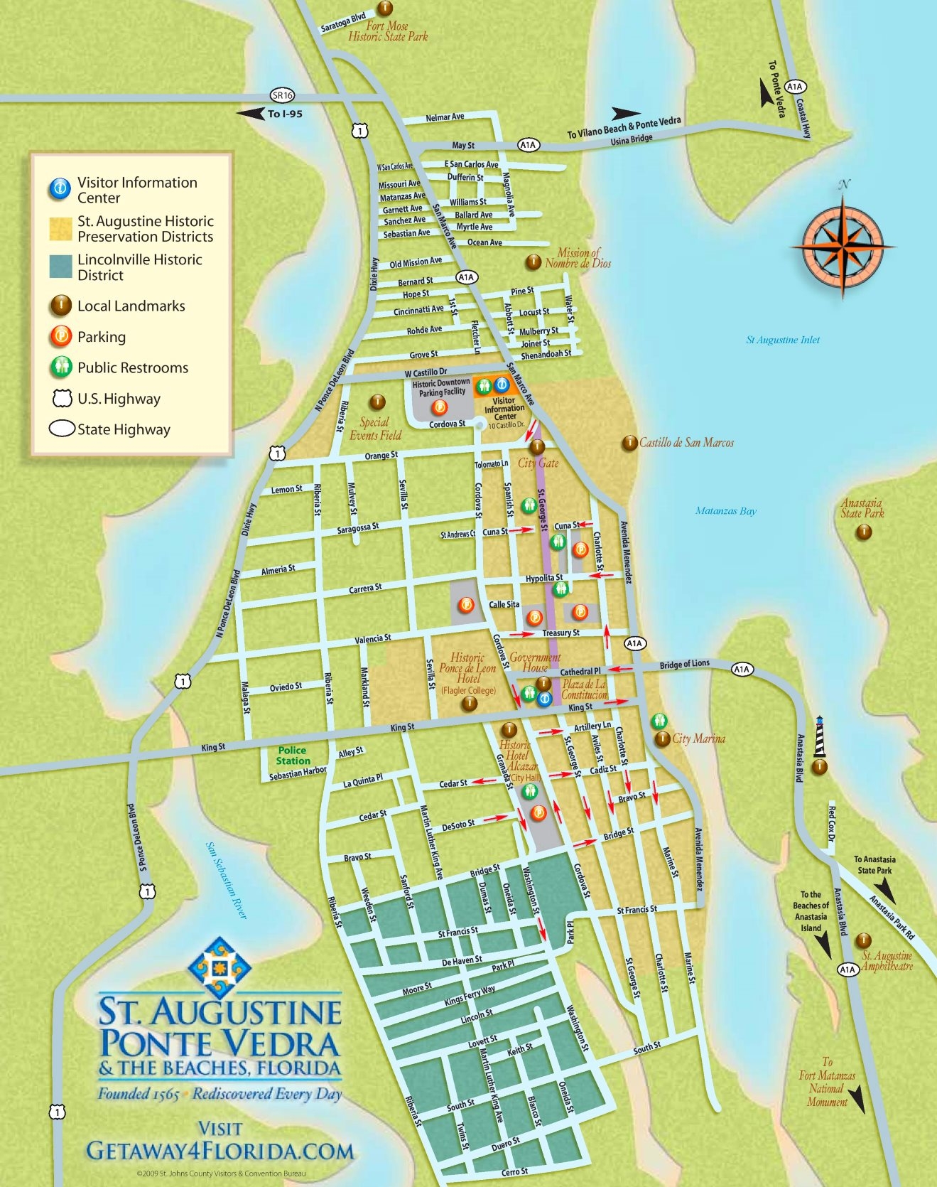 St Augustine Tourist Map Ontheworldmap