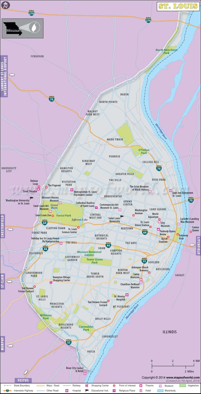 St Louis City Map MapsofWorld
