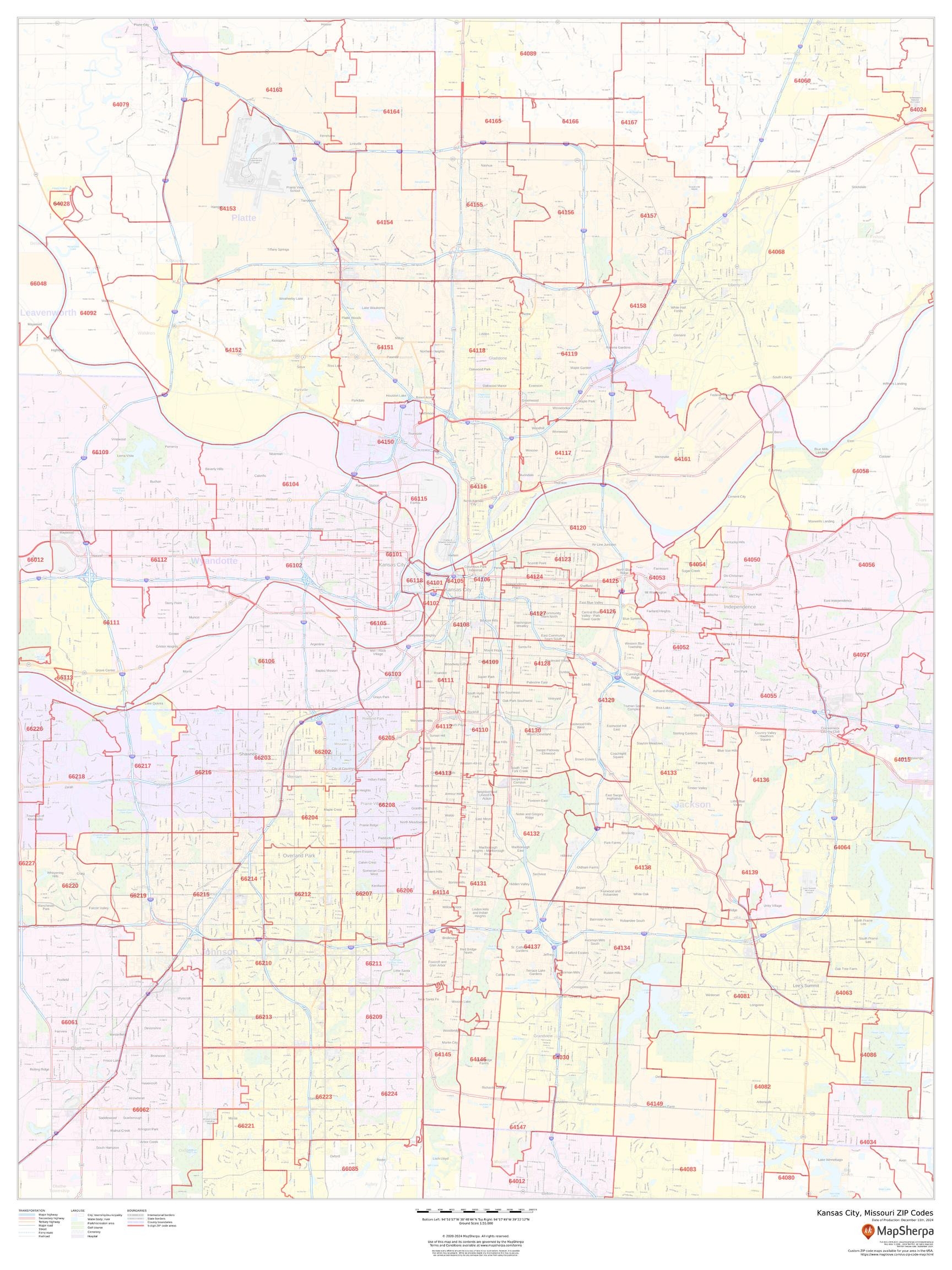 missouri county map with zip codes