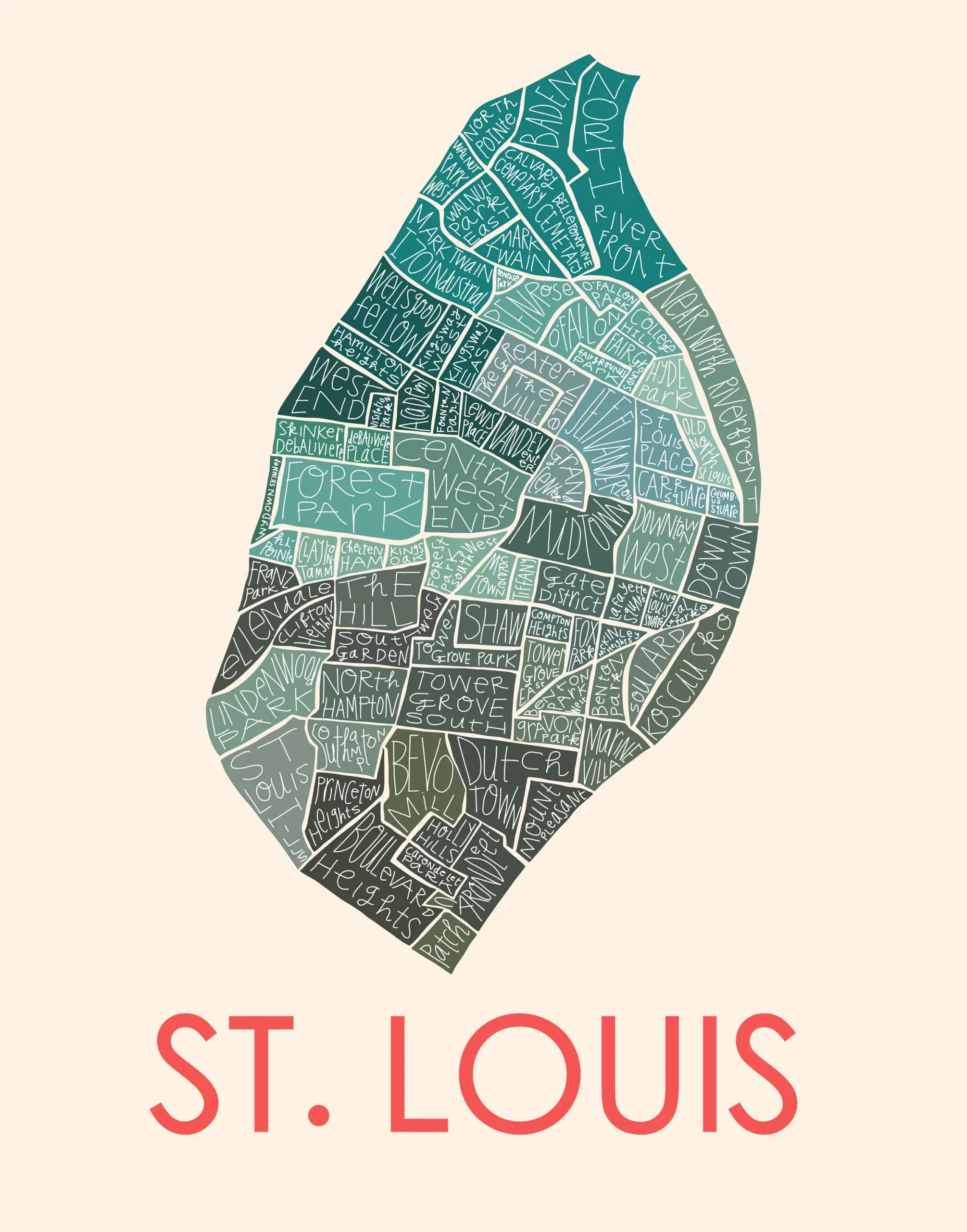St Louis Neighborhood City Map Hand drawn Print Etsy St Louis Neighborhood City Map Hand drawn Print Etsy