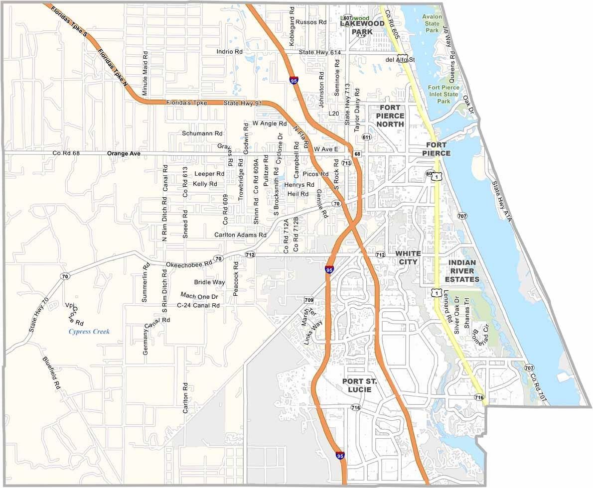 St Lucie County Map Florida US County Maps