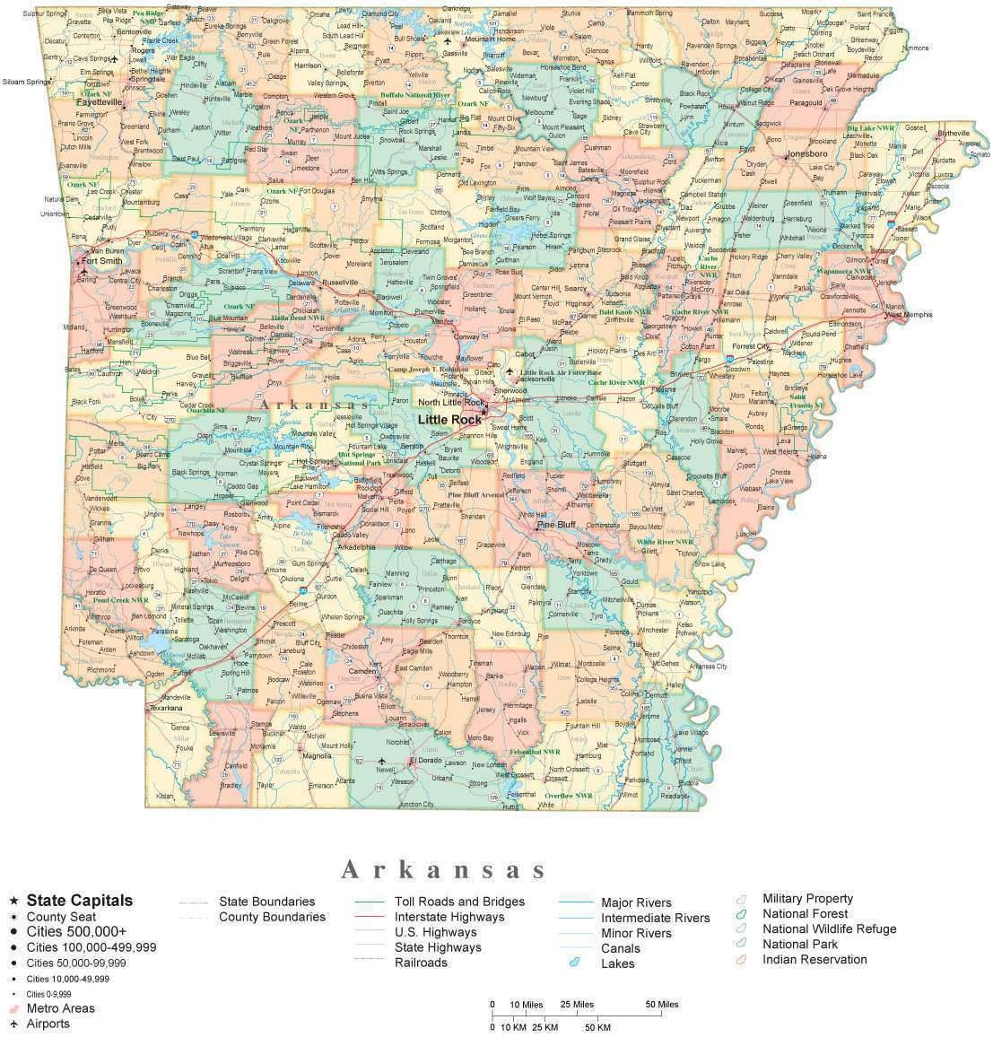 map of counties in arkansas with cities