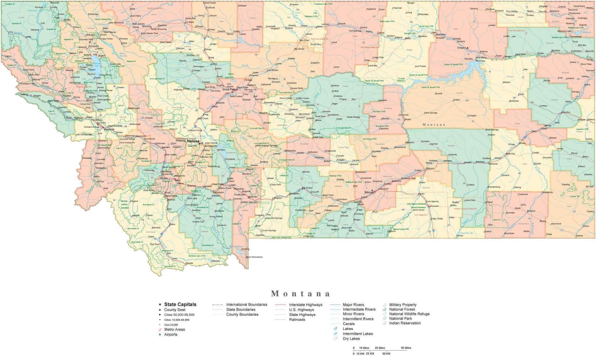 State Map Of Montana In Adobe Illustrator Vector Format Detailed Editable Map From Map Resources 