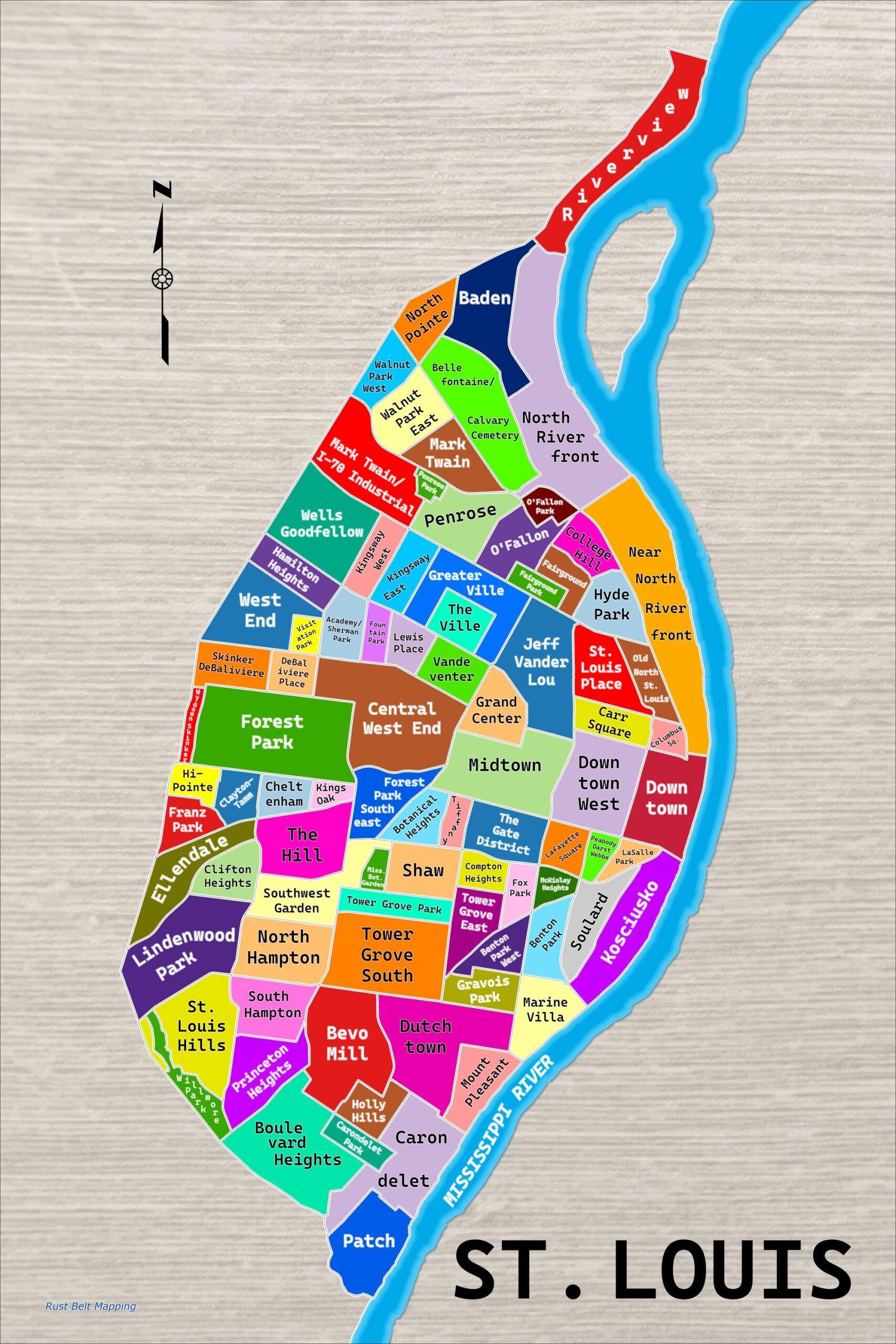 Stl Neighborhood Map Etsy Stl Neighborhood Map Etsy